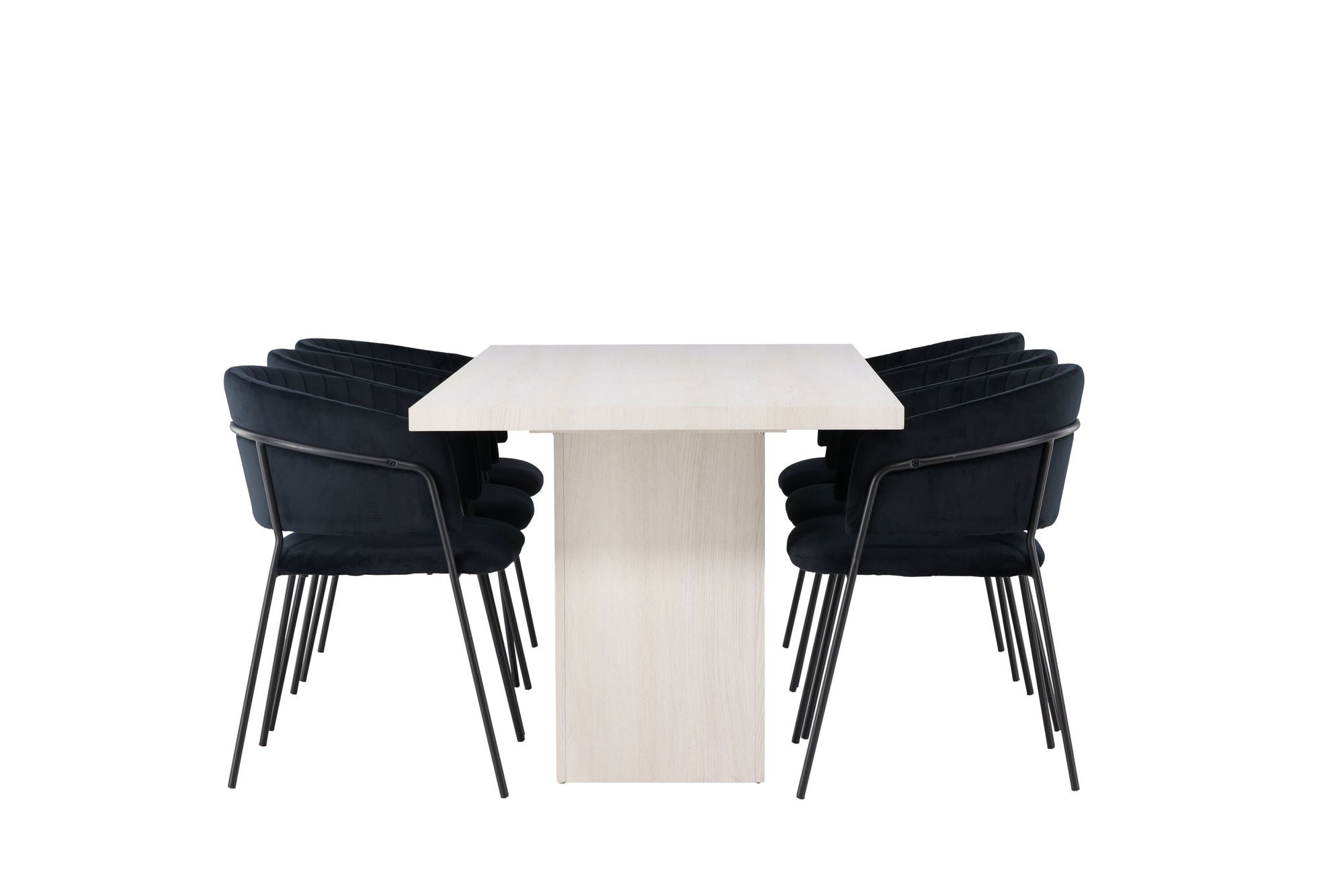 Venture Home Olga spisebord 200*75 - White Wash +Selma Spisebordsstol - Black / Black Velvet _6