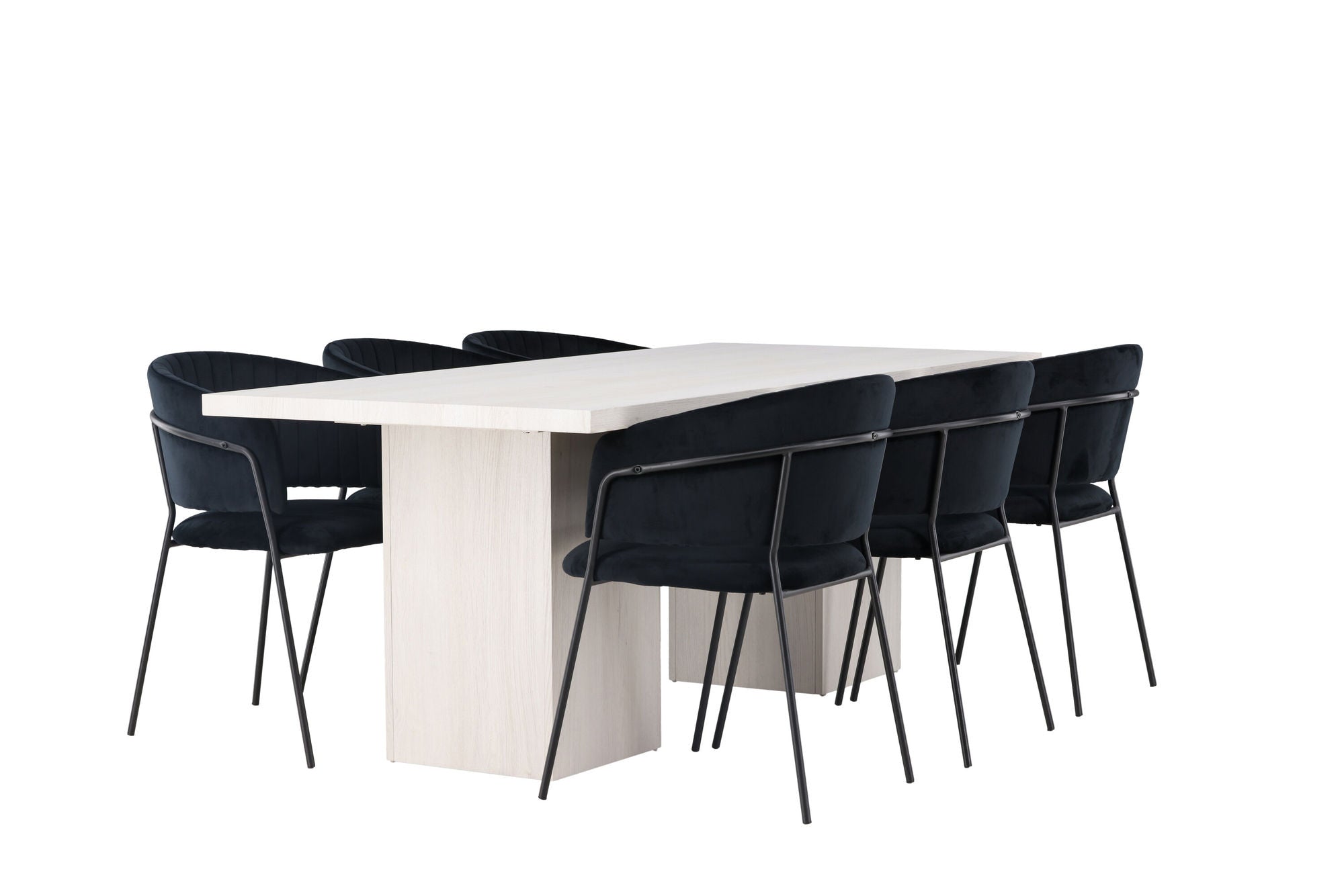 Venture Home Olga spisebord 200*75 - White Wash +Selma Spisebordsstol - Black / Black Velvet _6