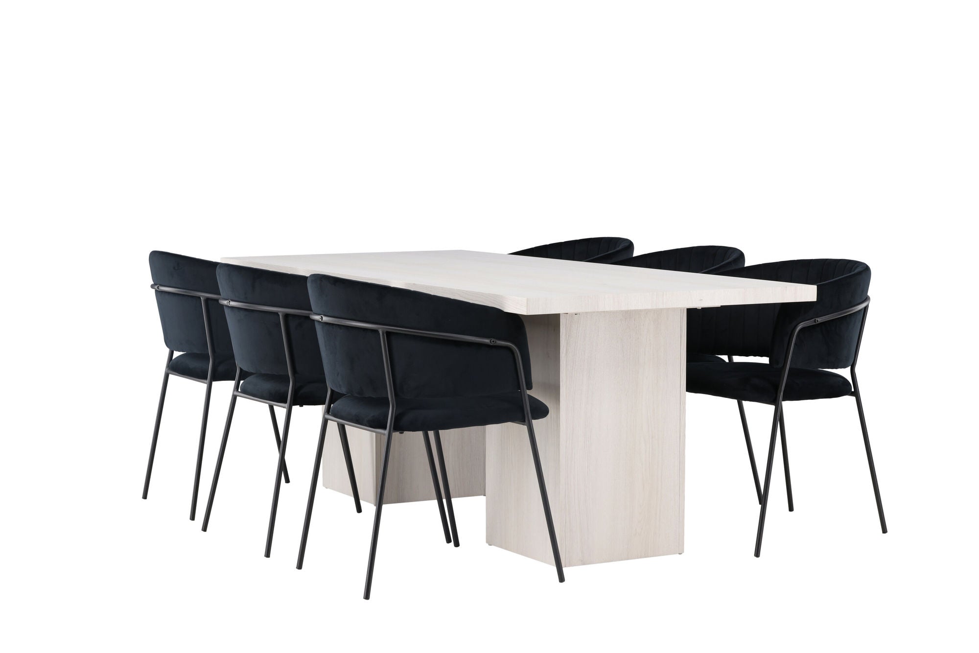 Venture Home Olga spisebord 200*75 - White Wash +Selma Spisebordsstol - Black / Black Velvet _6