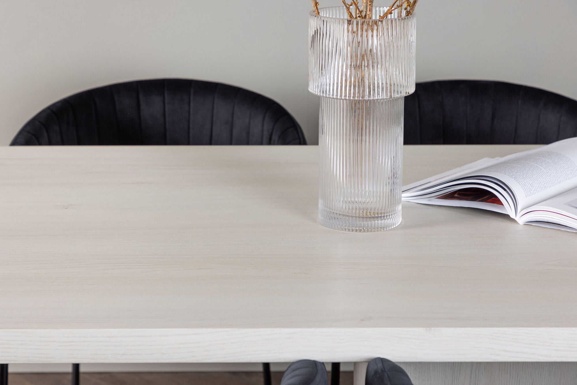 Venture Home Olga spisebord 200*75 - White Wash +Selma Spisebordsstol - Black / Black Velvet _6