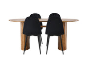 Venture Home Isolde spisebord 140*75 - Nature / Nature MDF +Polar Spisebordsstol - Black legs / Black Velvet _4