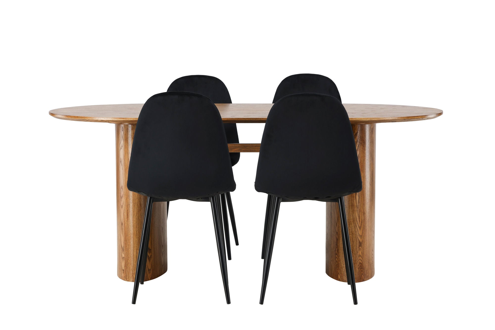 Venture Home Isolde spisebord 140*75 - Nature / Nature MDF +Polar Spisebordsstol - Black legs / Black Velvet _4