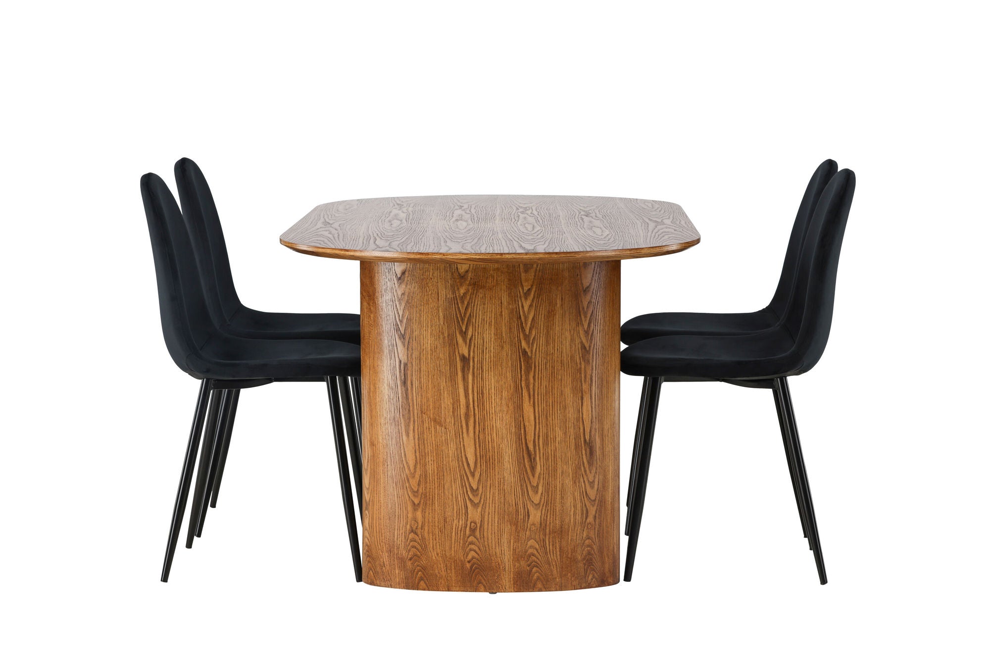 Venture Home Isolde spisebord 140*75 - Nature / Nature MDF +Polar Spisebordsstol - Black legs / Black Velvet _4