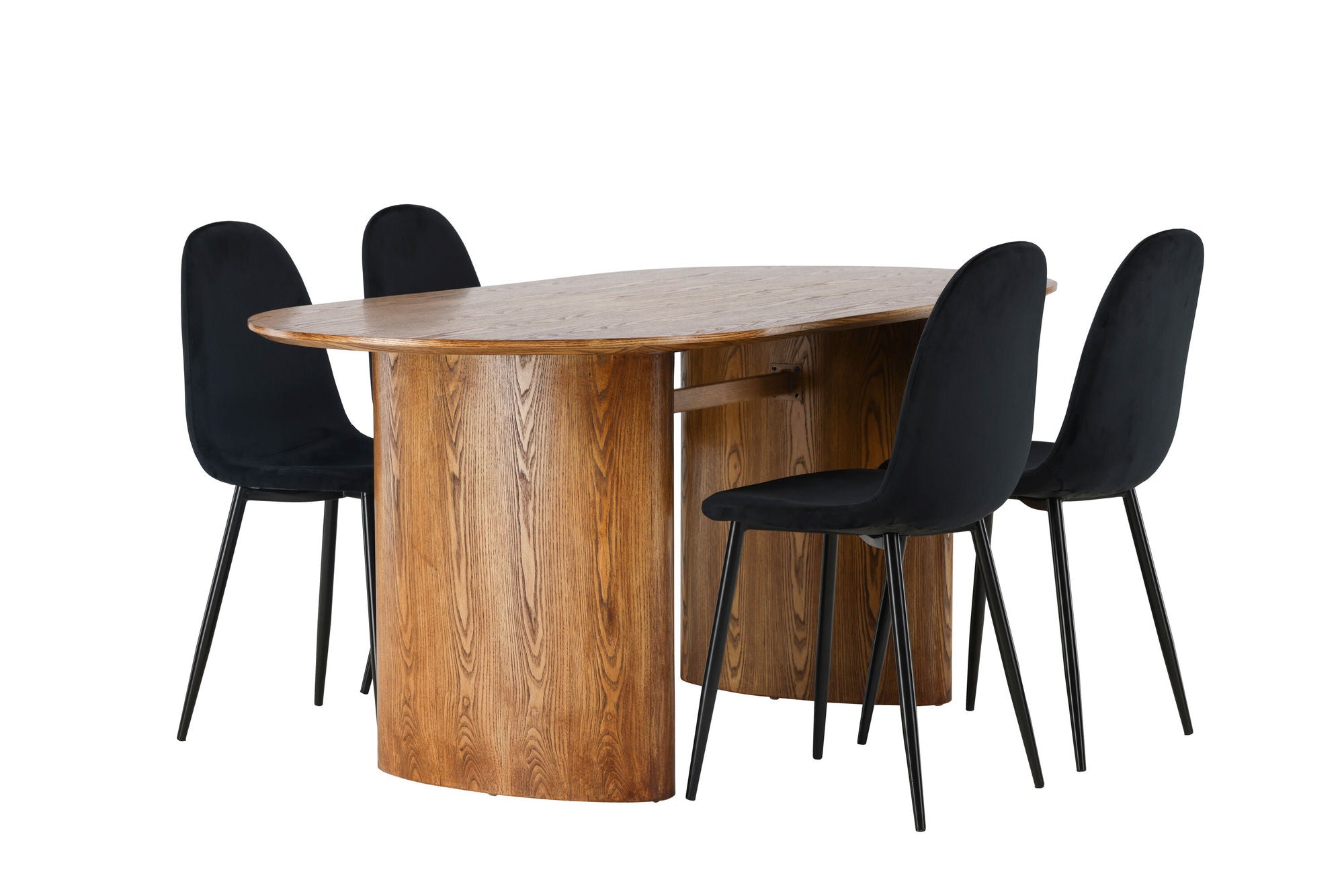 Venture Home Isolde spisebord 140*75 - Nature / Nature MDF +Polar Spisebordsstol - Black legs / Black Velvet _4