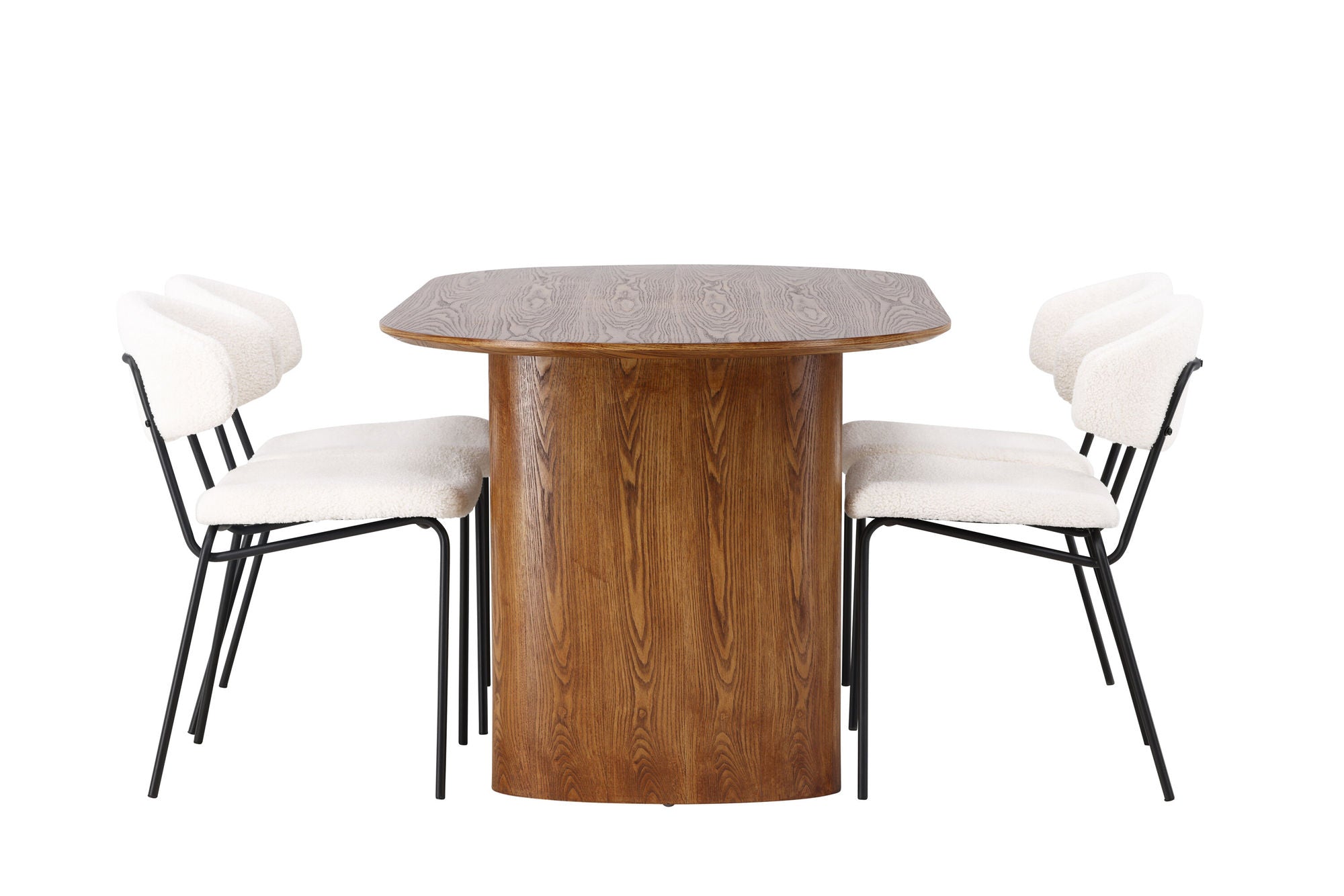 Venture Home Isolde spisebord 140*75 - Nature / Nature MDF +Chico Spisebordsstol - Black / White Boucle _4