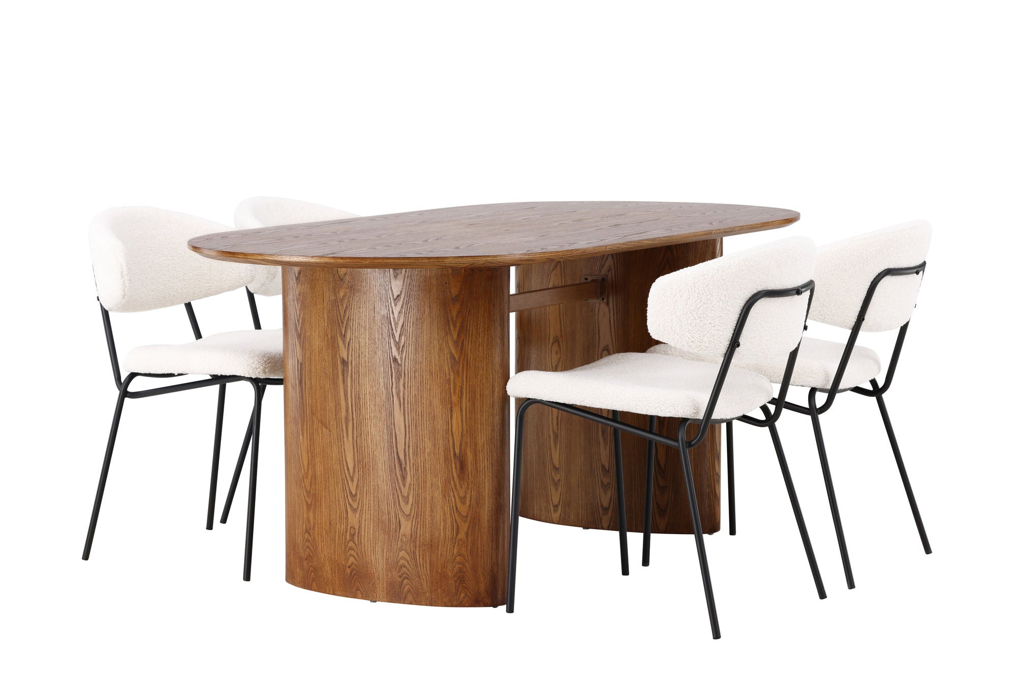 Venture Home Isolde spisebord 140*75 - Nature / Nature MDF +Chico Spisebordsstol - Black / White Boucle _4
