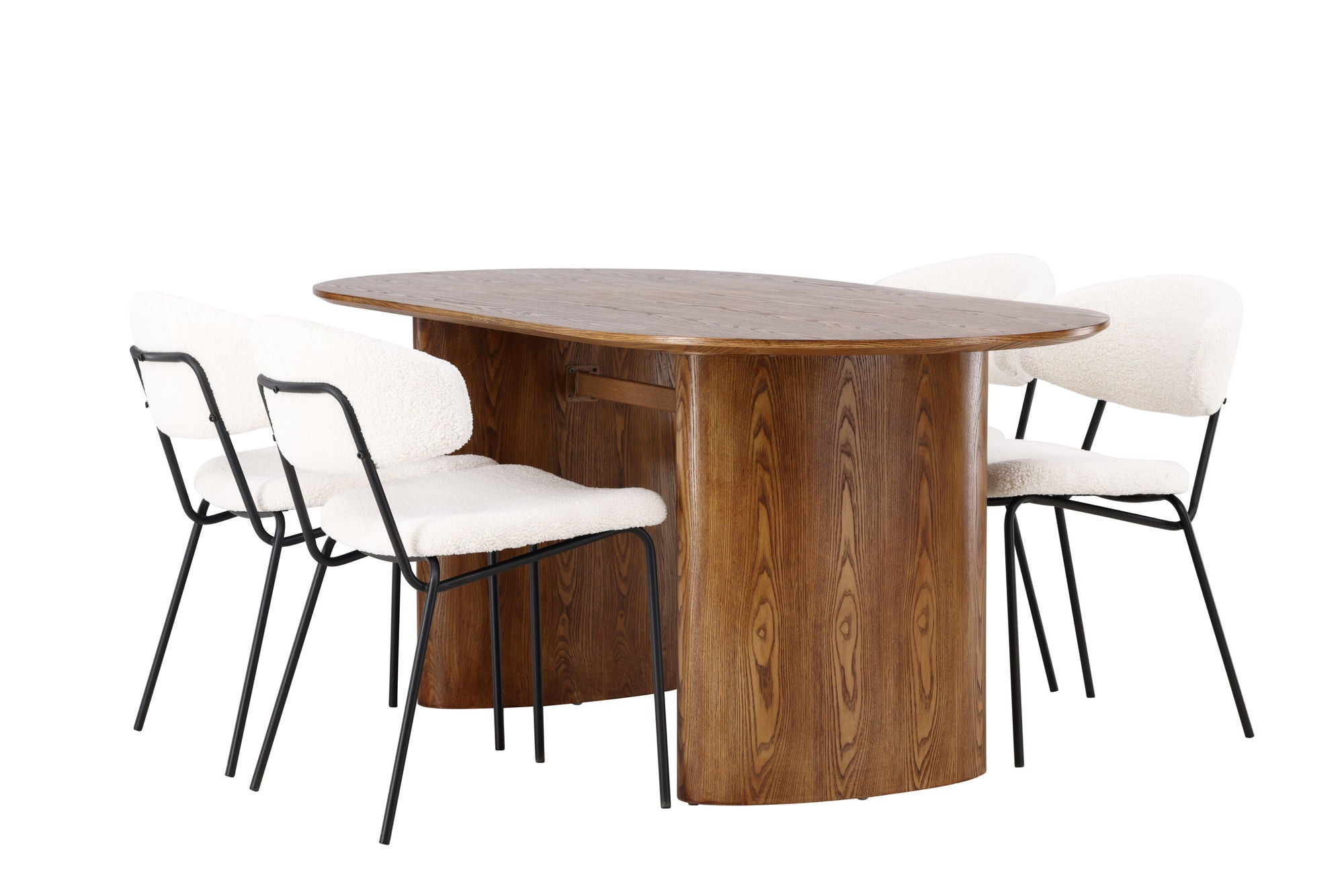 Venture Home Isolde spisebord 140*75 - Nature / Nature MDF +Chico Spisebordsstol - Black / White Boucle _4