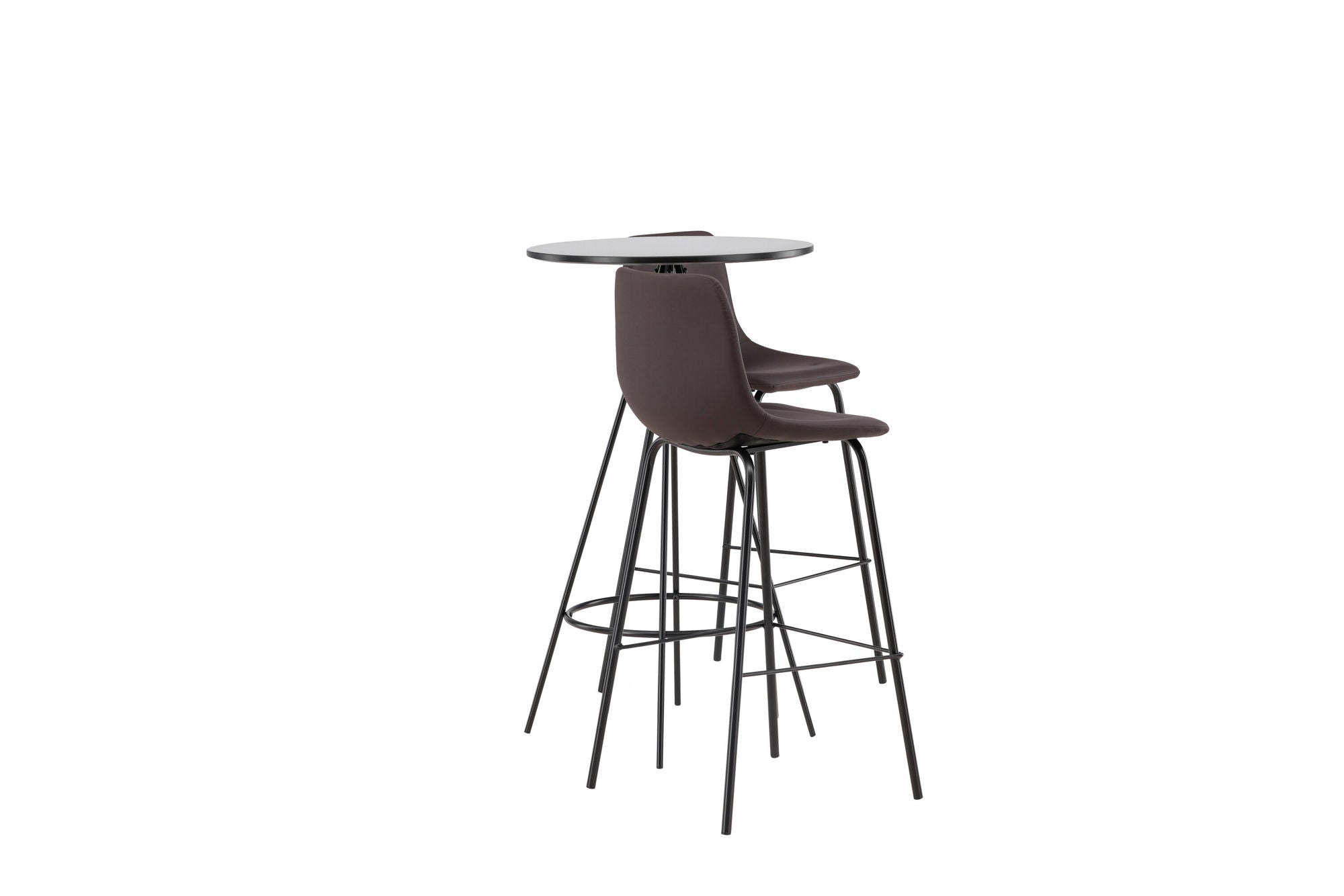 Venture Home Bistro Bar bord φ60 - Black / MDF with veneer +Alexi Bar stol - Matte black / Dark brown PU _2