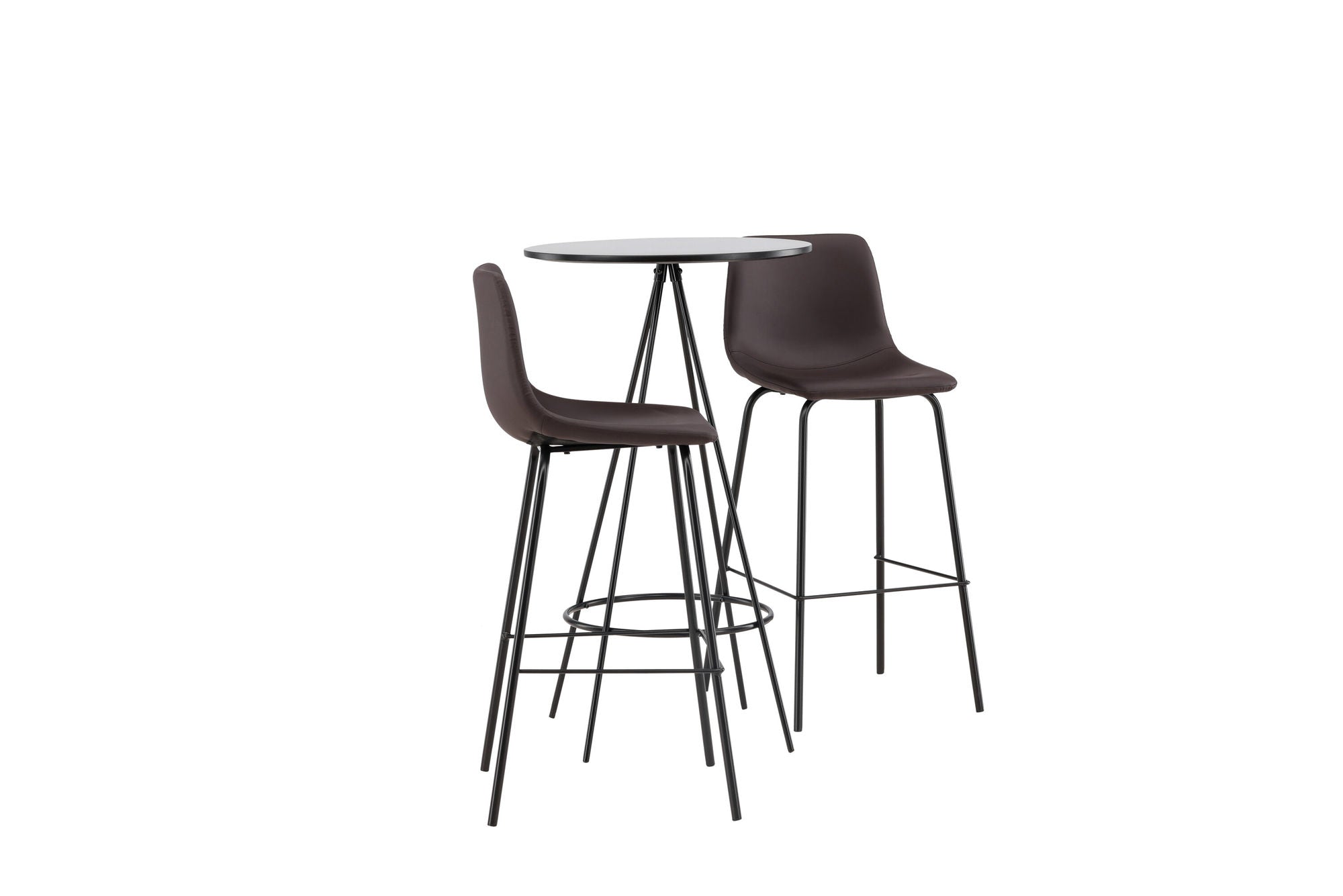 Venture Home Bistro Bar bord φ60 - Black / MDF with veneer +Alexi Bar stol - Matte black / Dark brown PU _2