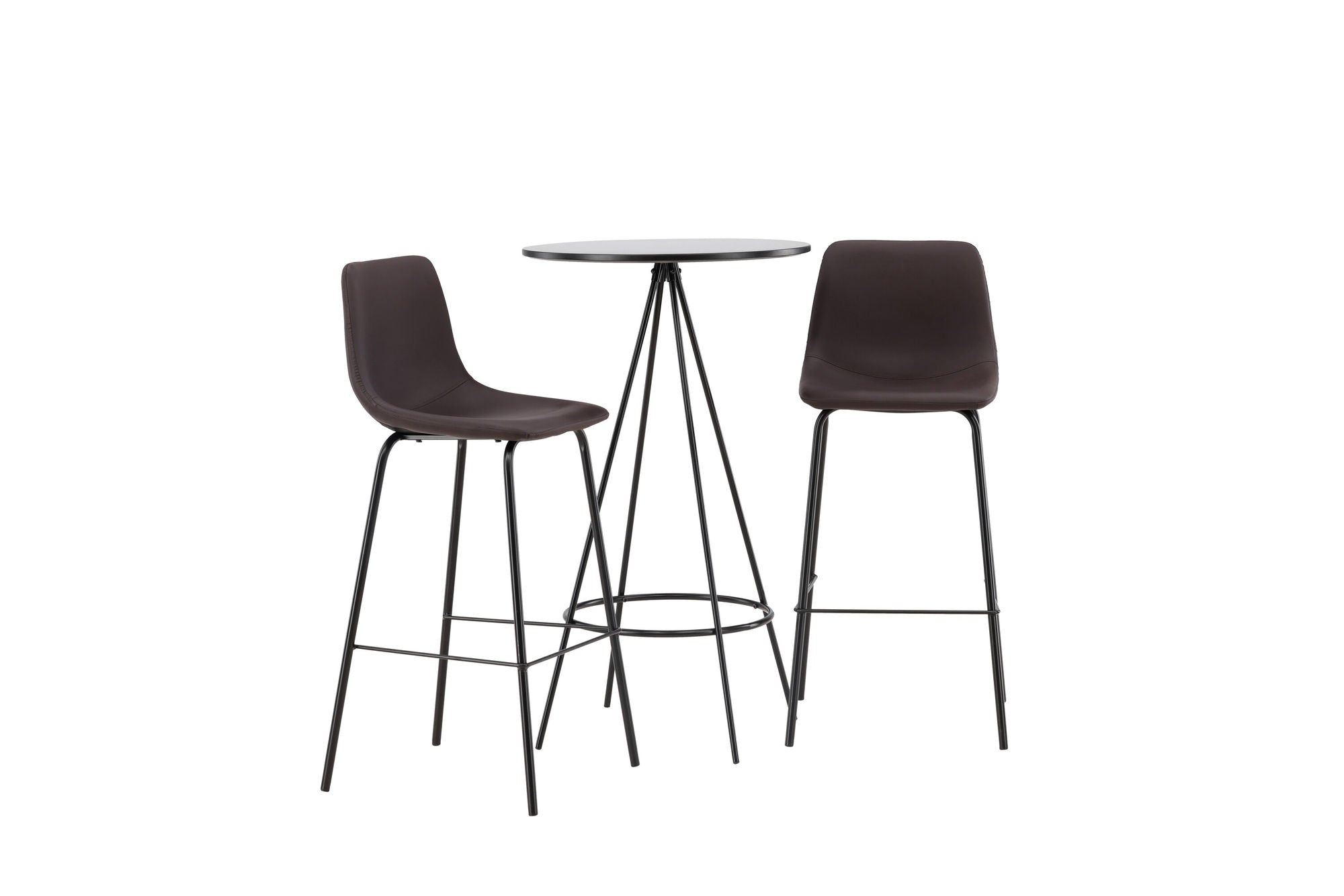 Venture Home Bistro Bar bord φ60 - Black / MDF with veneer +Alexi Bar stol - Matte black / Dark brown PU _2