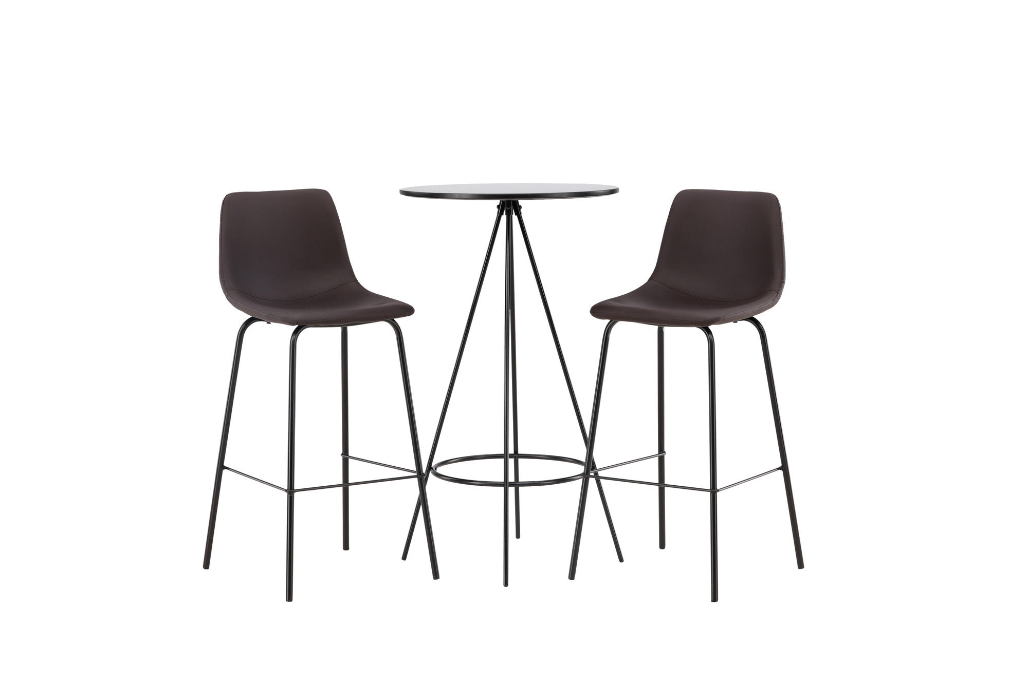 Venture Home Bistro Bar bord φ60 - Black / MDF with veneer +Alexi Bar stol - Matte black / Dark brown PU _2