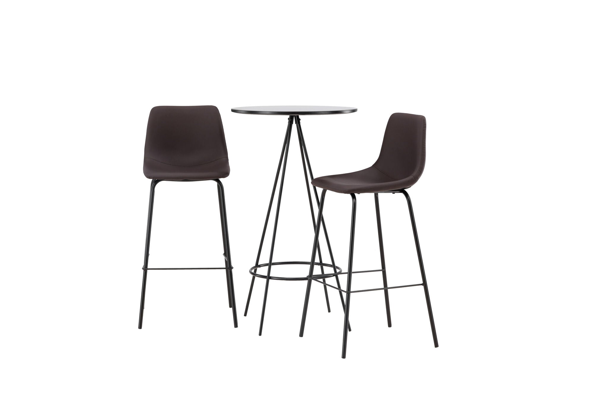 Venture Home Bistro Bar bord φ60 - Black / MDF with veneer +Alexi Bar stol - Matte black / Dark brown PU _2