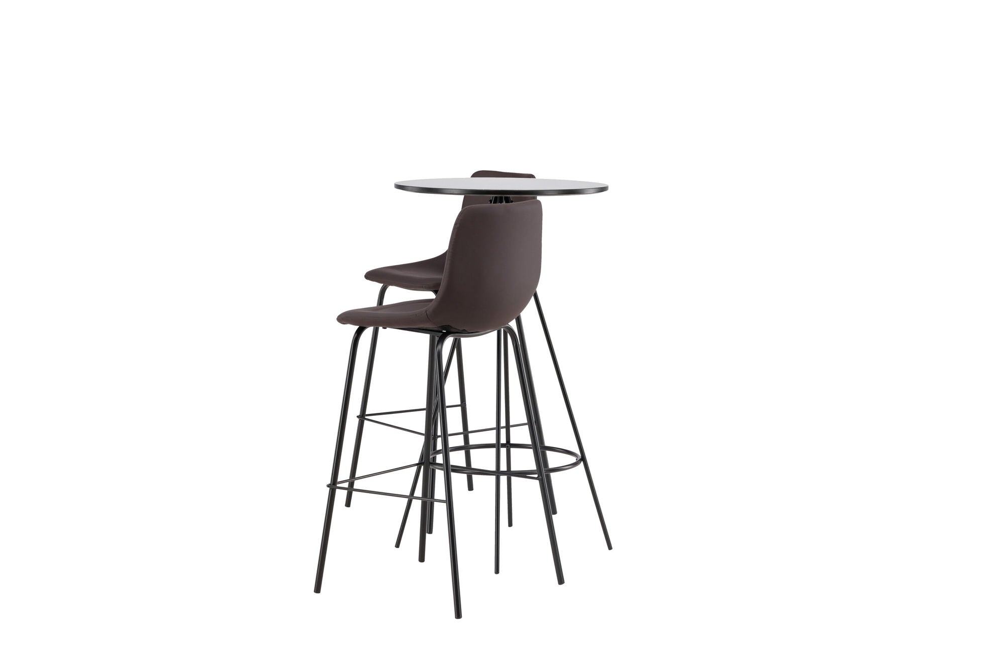 Venture Home Bistro Bar bord φ60 - Black / MDF with veneer +Alexi Bar stol - Matte black / Dark brown PU _2