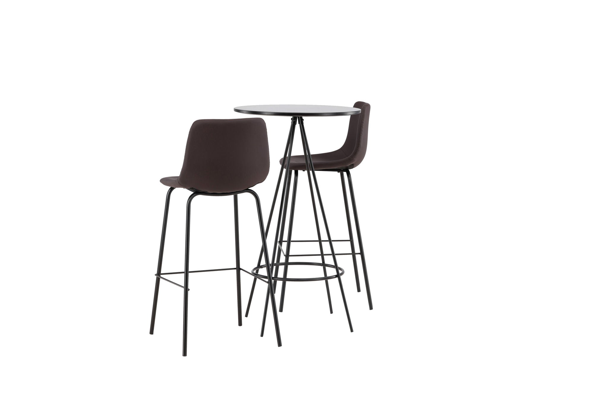Venture Home Bistro Bar bord φ60 - Black / MDF with veneer +Alexi Bar stol - Matte black / Dark brown PU _2