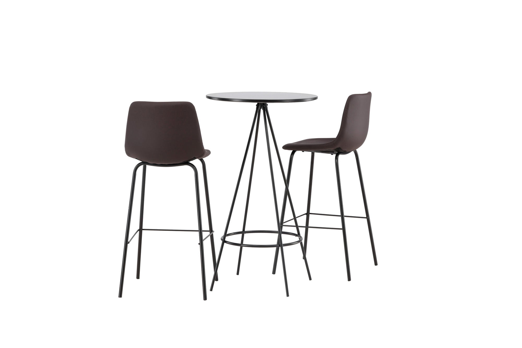 Venture Home Bistro Bar bord φ60 - Black / MDF with veneer +Alexi Bar stol - Matte black / Dark brown PU _2
