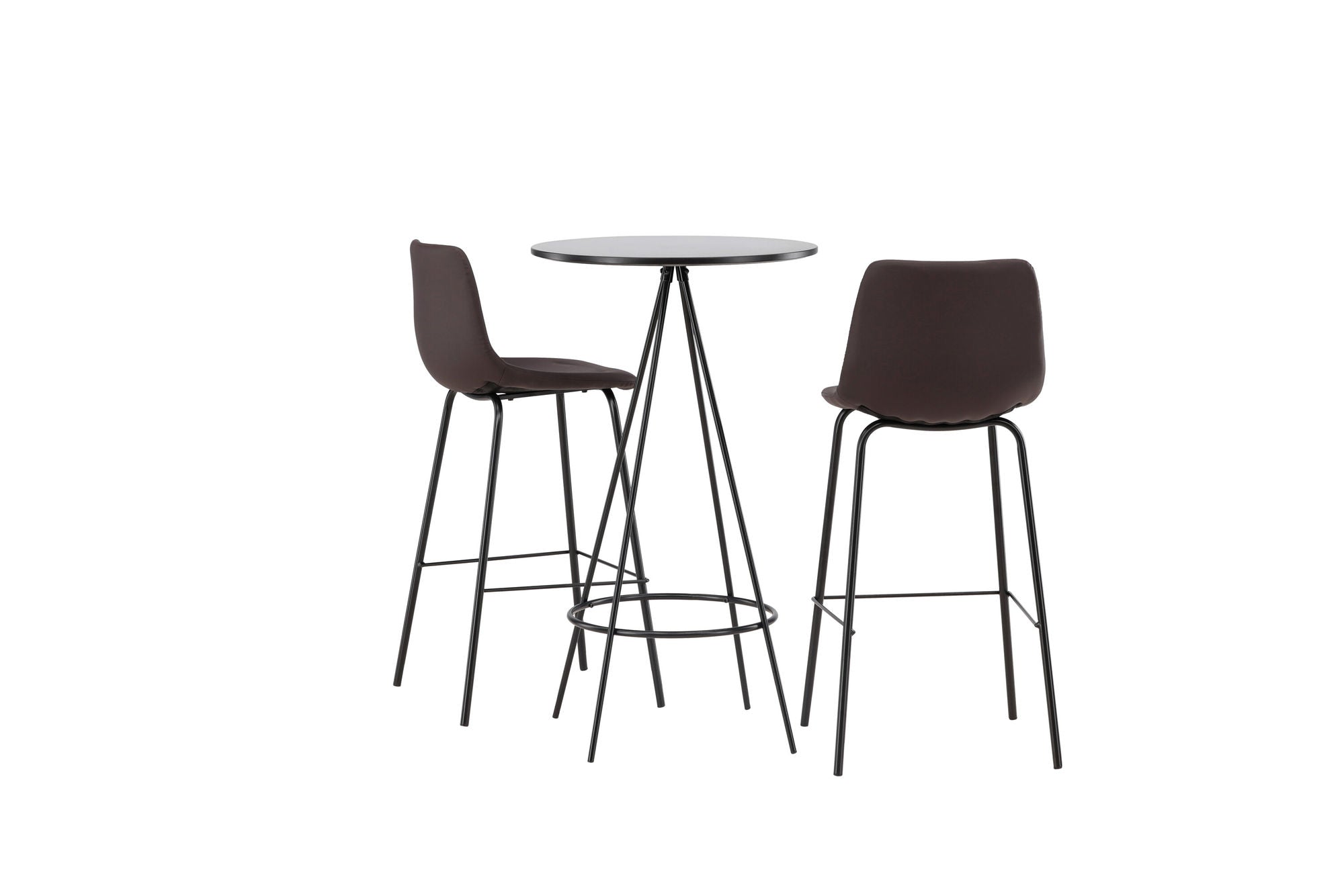 Venture Home Bistro Bar bord φ60 - Black / MDF with veneer +Alexi Bar stol - Matte black / Dark brown PU _2