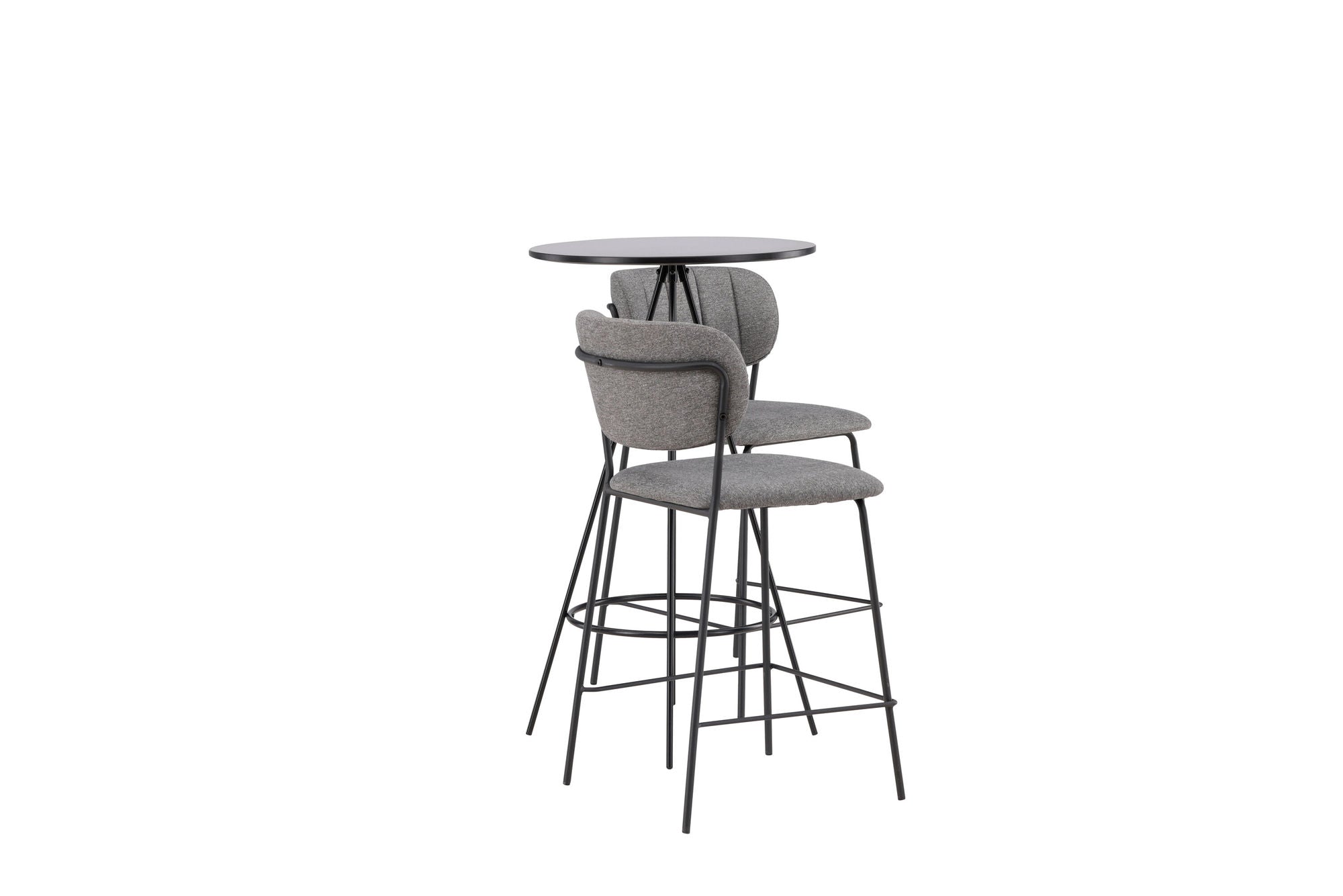 Venture Home Bistro Bar bord φ60 - Black / MDF with veneer +Bell Bar stol - Black / Grey Fabric _2