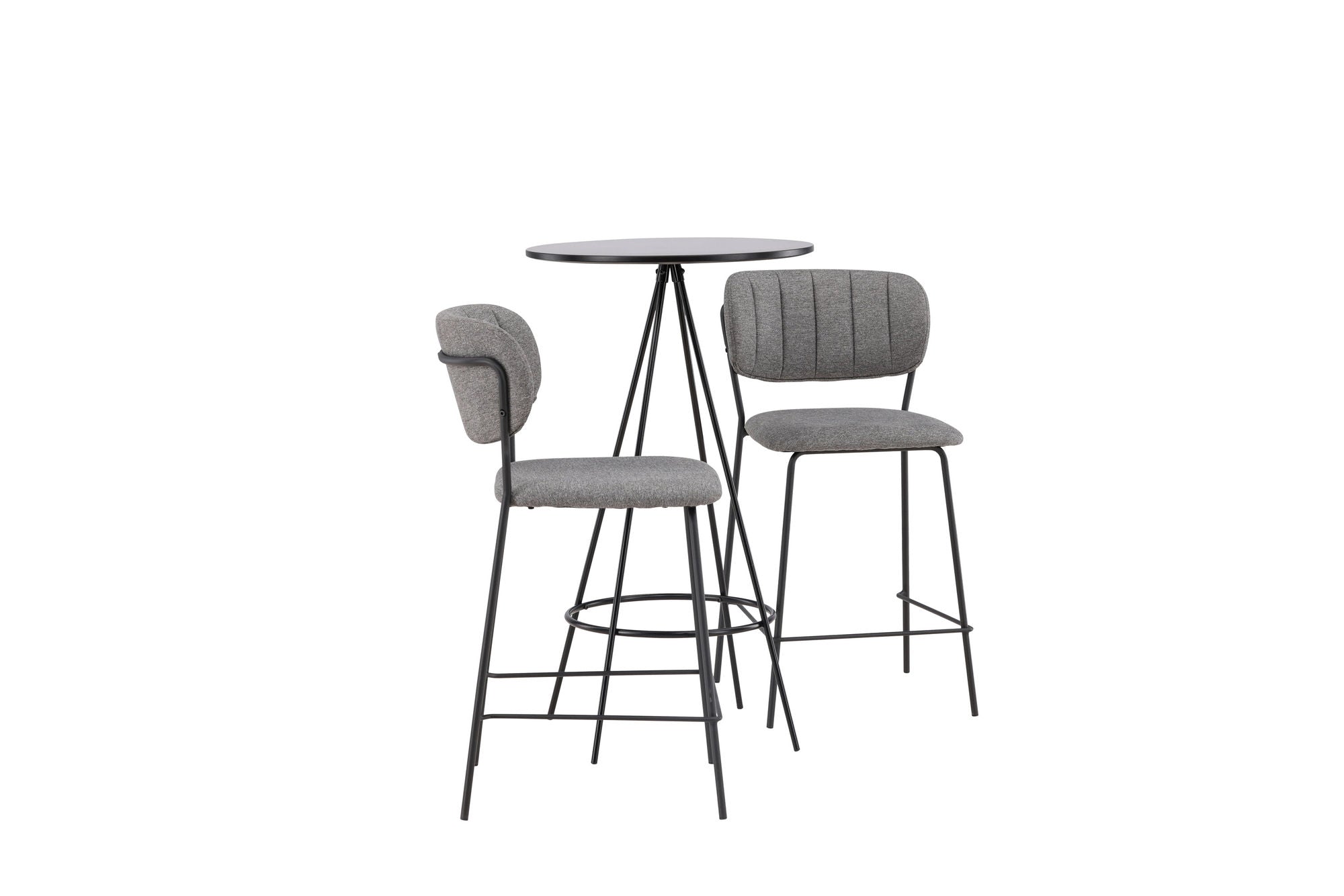 Venture Home Bistro Bar bord φ60 - Black / MDF with veneer +Bell Bar stol - Black / Grey Fabric _2