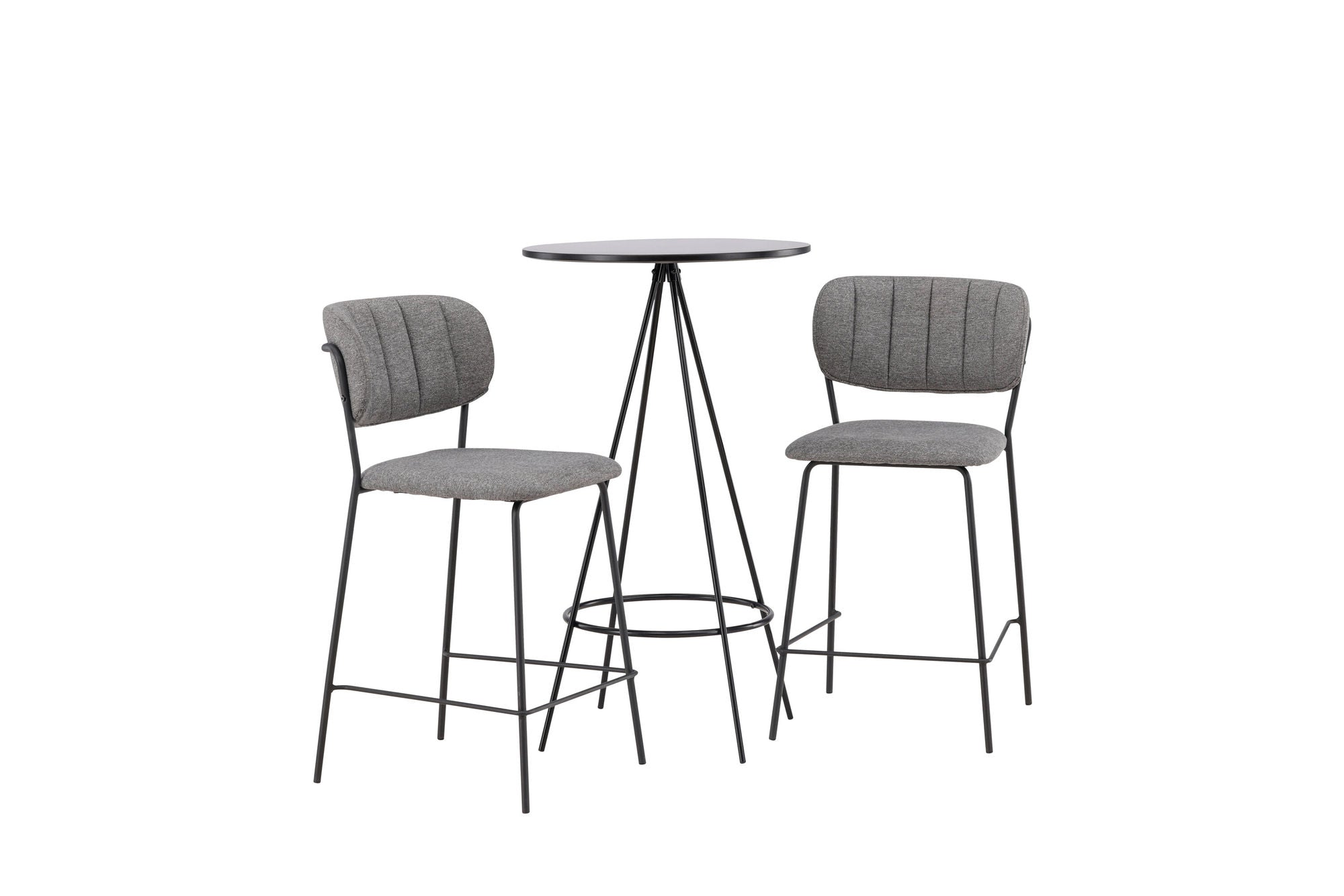 Venture Home Bistro Bar bord φ60 - Black / MDF with veneer +Bell Bar stol - Black / Grey Fabric _2