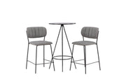 Venture Home Bistro Bar bord φ60 - Black / MDF with veneer +Bell Bar stol - Black / Grey Fabric _2