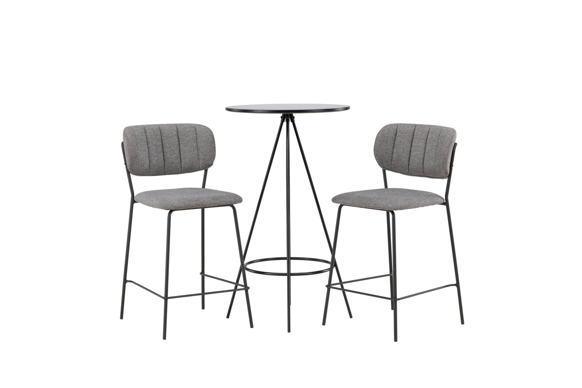 Venture Home Bistro Bar bord φ60 - Black / MDF with veneer +Bell Bar stol - Black / Grey Fabric _2