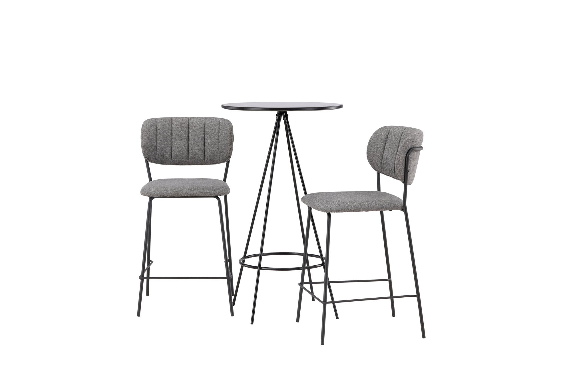 Venture Home Bistro Bar bord φ60 - Black / MDF with veneer +Bell Bar stol - Black / Grey Fabric _2
