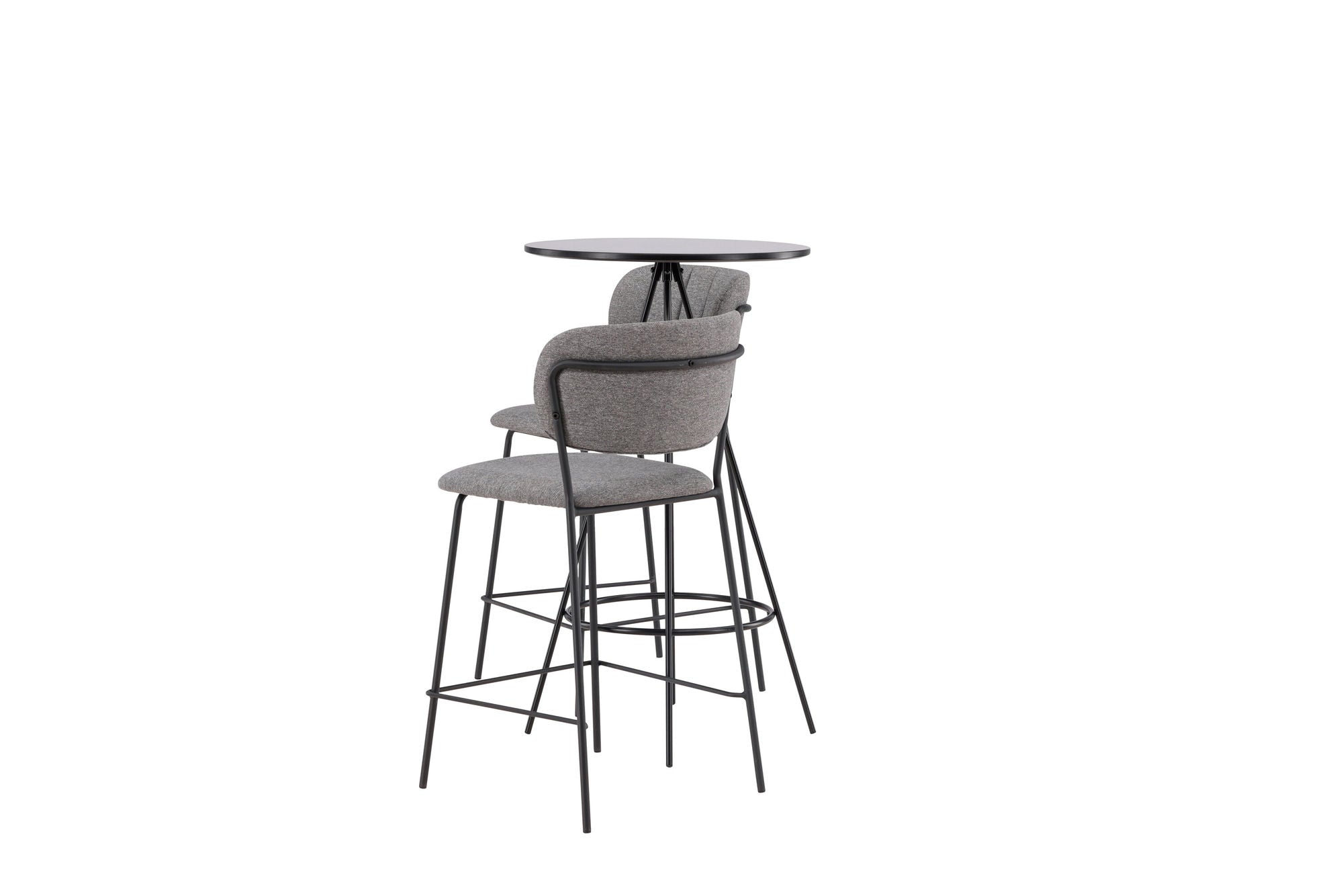 Venture Home Bistro Bar bord φ60 - Black / MDF with veneer +Bell Bar stol - Black / Grey Fabric _2