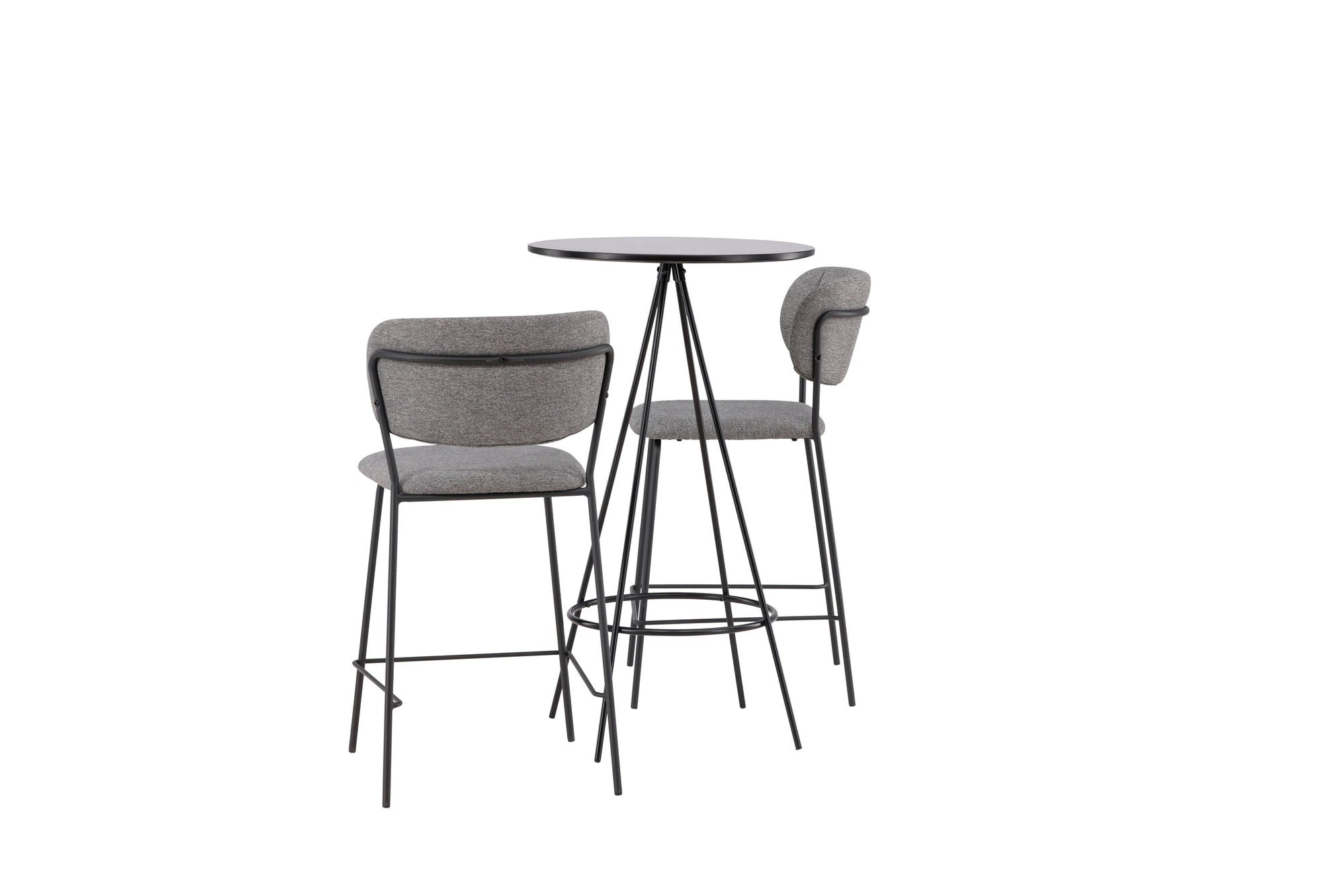 Venture Home Bistro Bar bord φ60 - Black / MDF with veneer +Bell Bar stol - Black / Grey Fabric _2