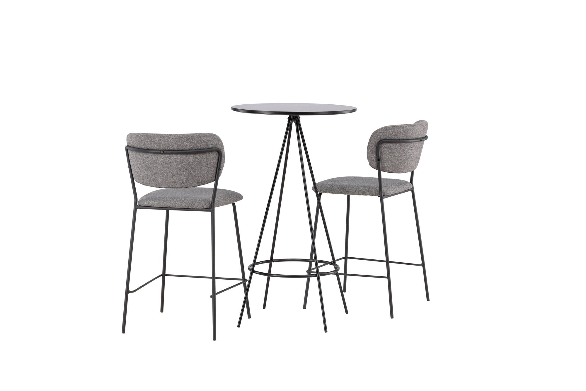 Venture Home Bistro Bar bord φ60 - Black / MDF with veneer +Bell Bar stol - Black / Grey Fabric _2