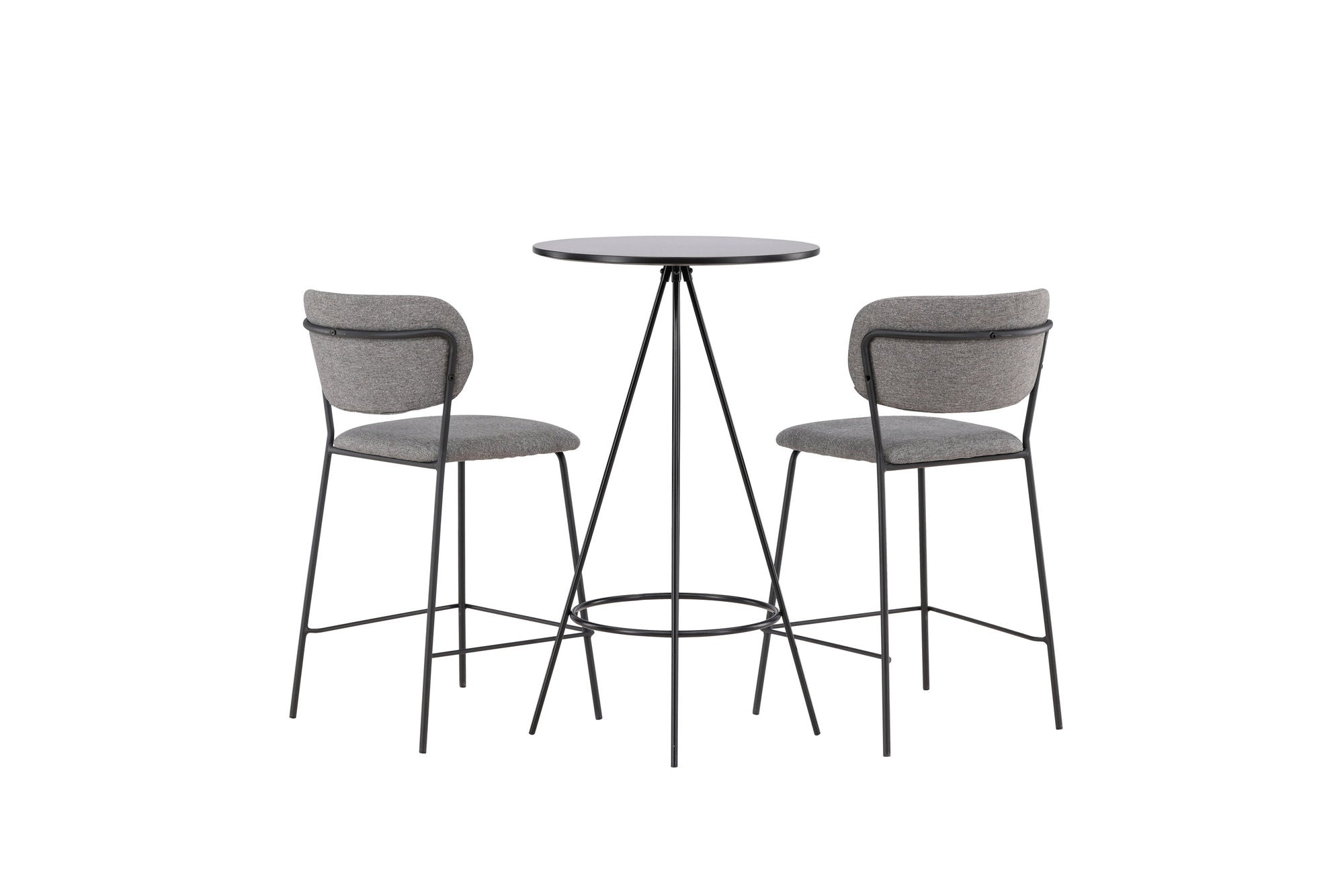 Venture Home Bistro Bar bord φ60 - Black / MDF with veneer +Bell Bar stol - Black / Grey Fabric _2
