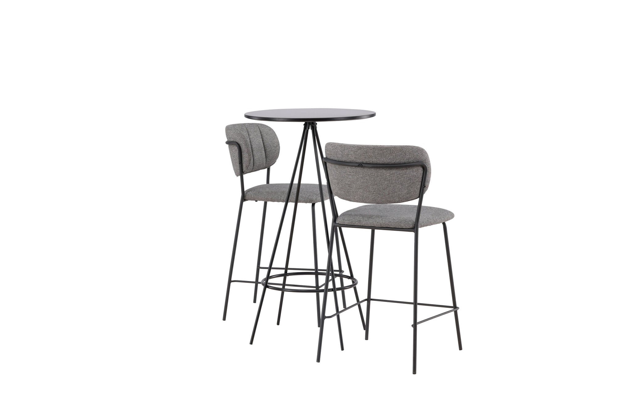 Venture Home Bistro Bar bord φ60 - Black / MDF with veneer +Bell Bar stol - Black / Grey Fabric _2