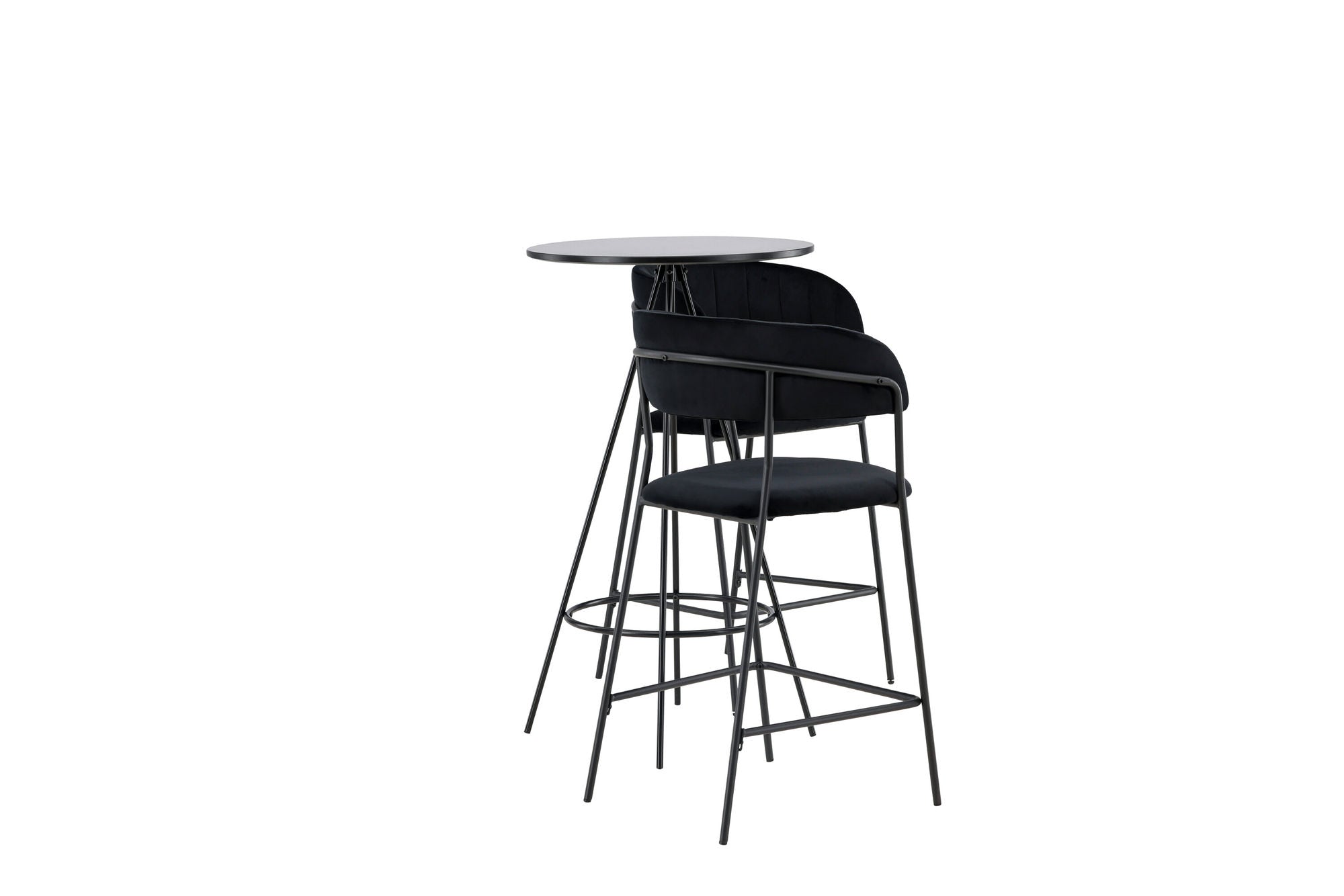 Venture Home Bistro Bar bord φ60 - Black / MDF with veneer +Lui Bar stol - Black / Black PU _2