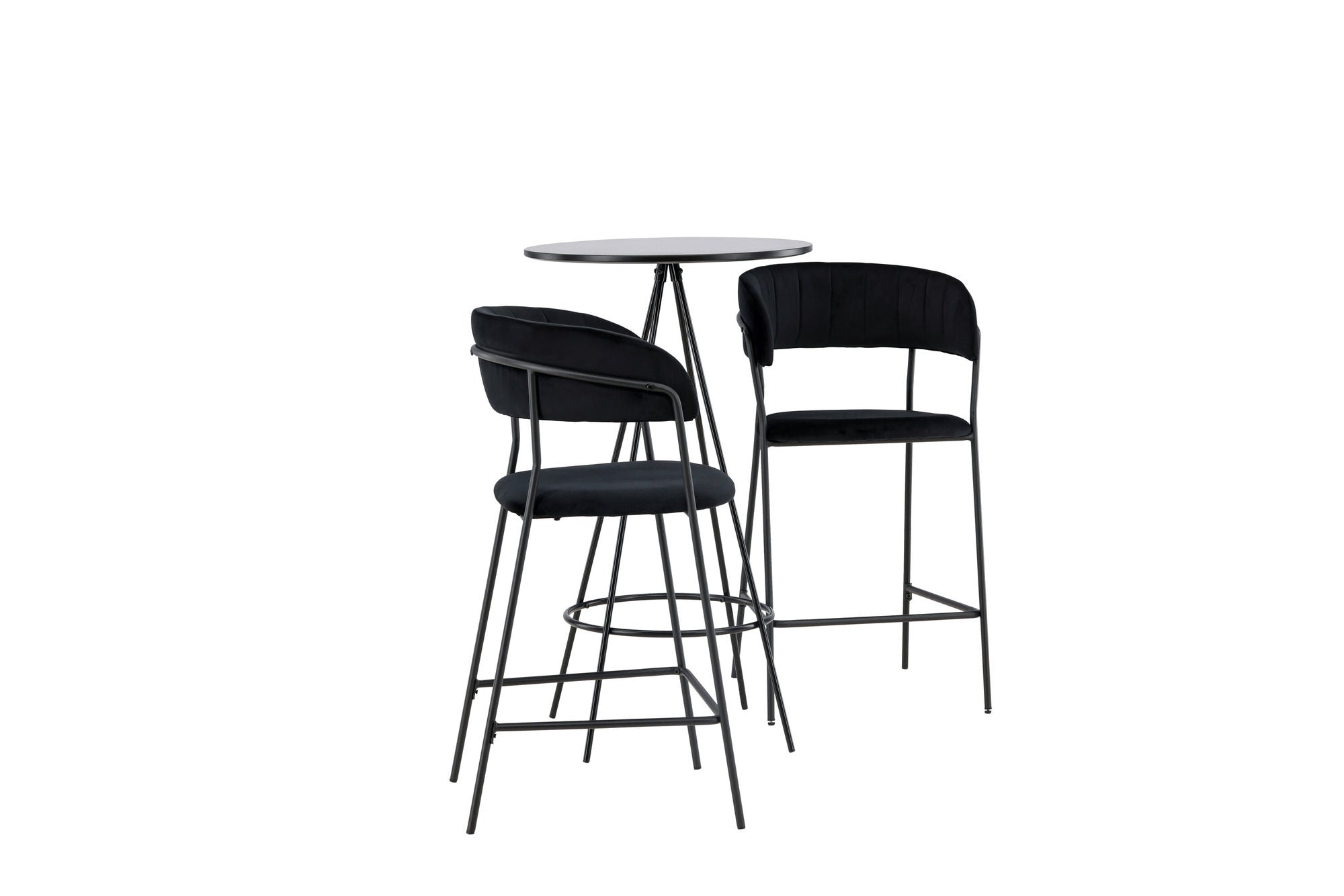 Venture Home Bistro Bar bord φ60 - Black / MDF with veneer +Lui Bar stol - Black / Black PU _2