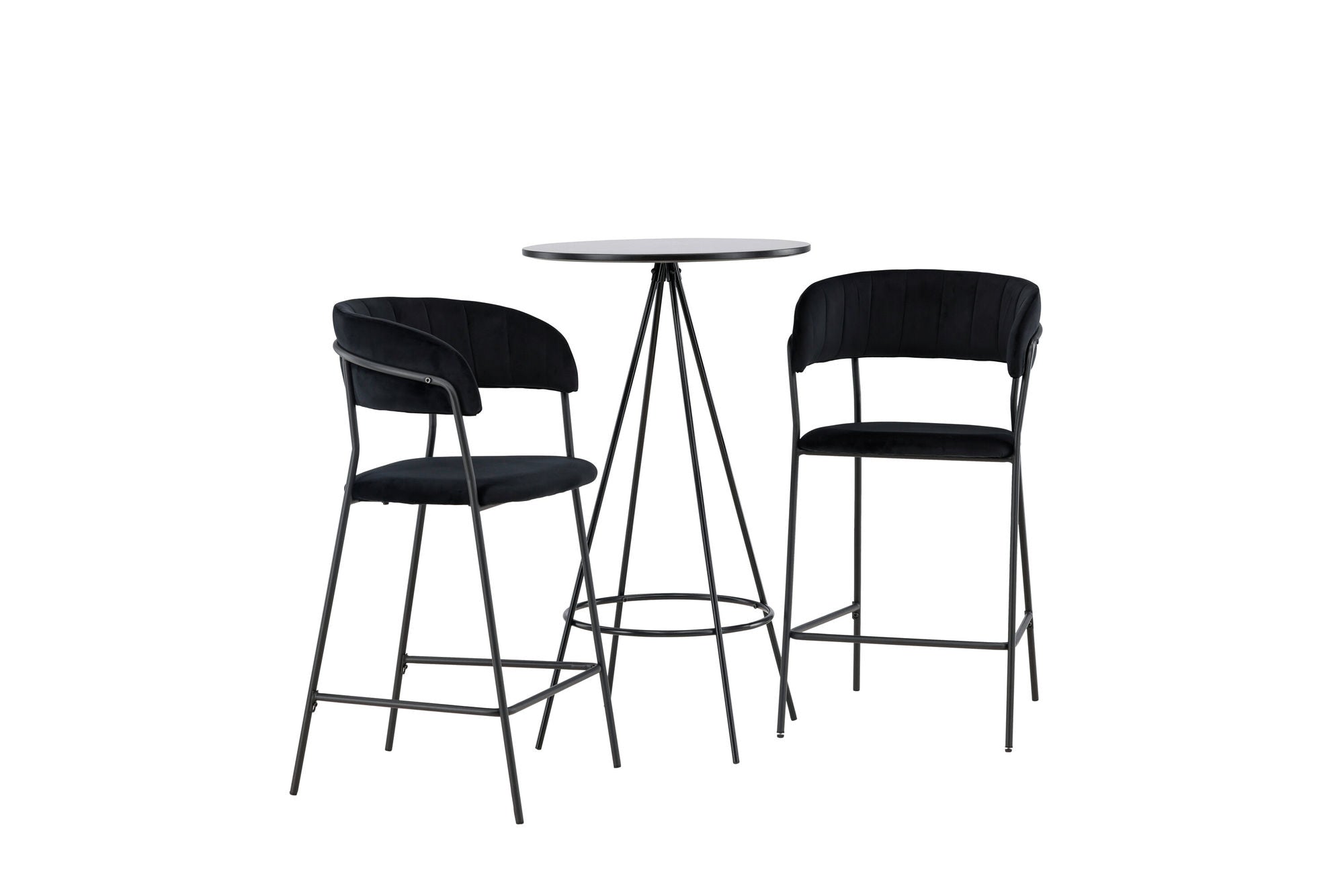 Venture Home Bistro Bar bord φ60 - Black / MDF with veneer +Lui Bar stol - Black / Black PU _2