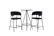 Venture Home Bistro Bar bord φ60 - Black / MDF with veneer +Lui Bar stol - Black / Black PU _2