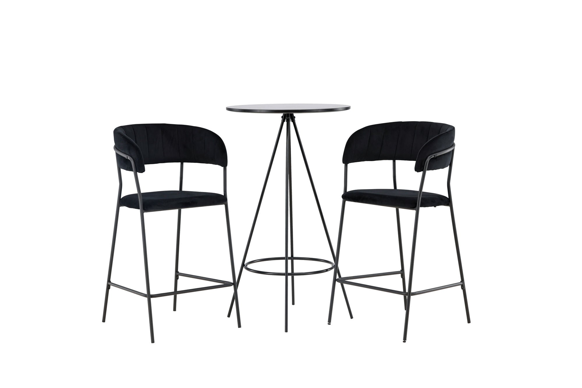 Venture Home Bistro Bar bord φ60 - Black / MDF with veneer +Lui Bar stol - Black / Black PU _2