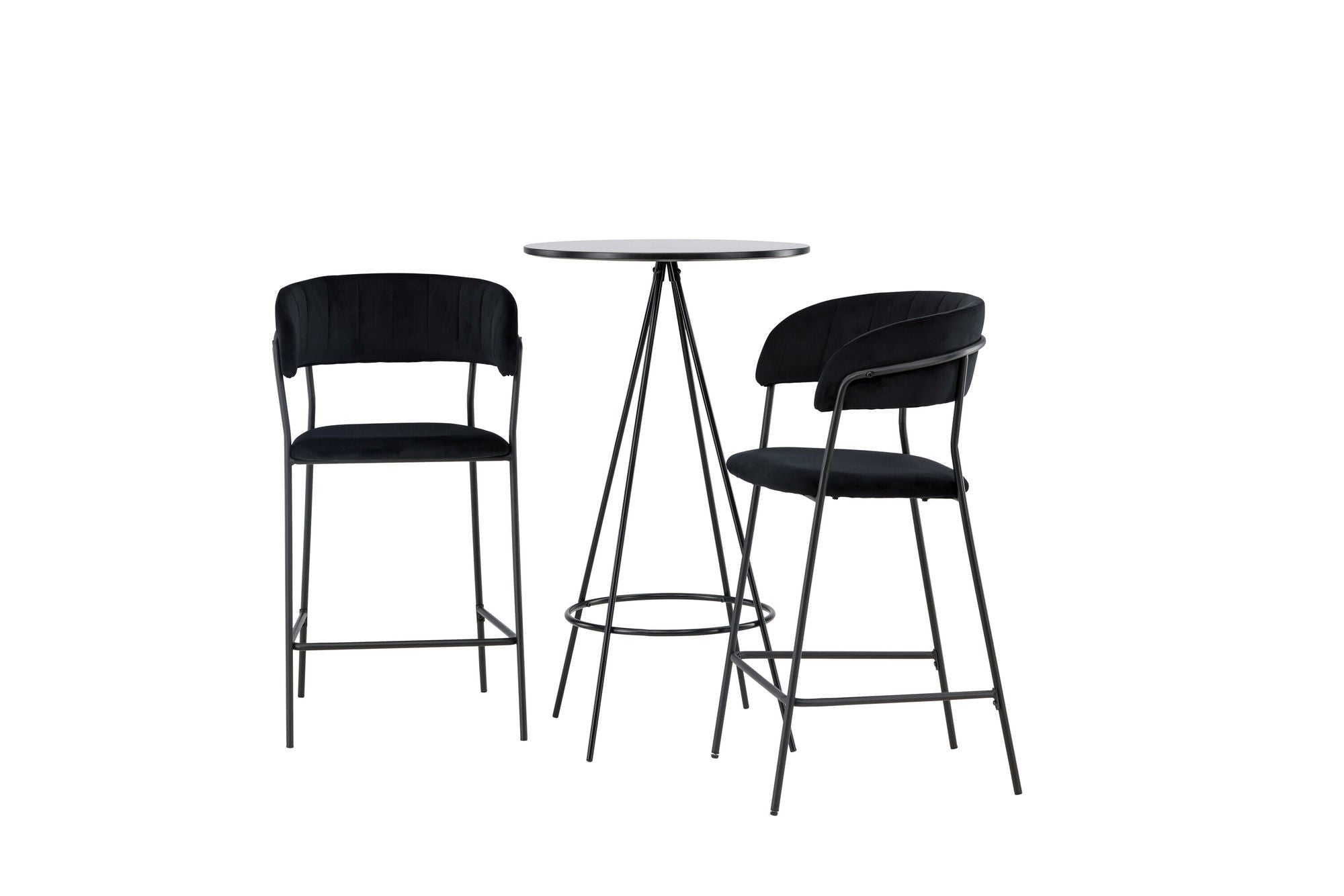 Venture Home Bistro Bar bord φ60 - Black / MDF with veneer +Lui Bar stol - Black / Black PU _2