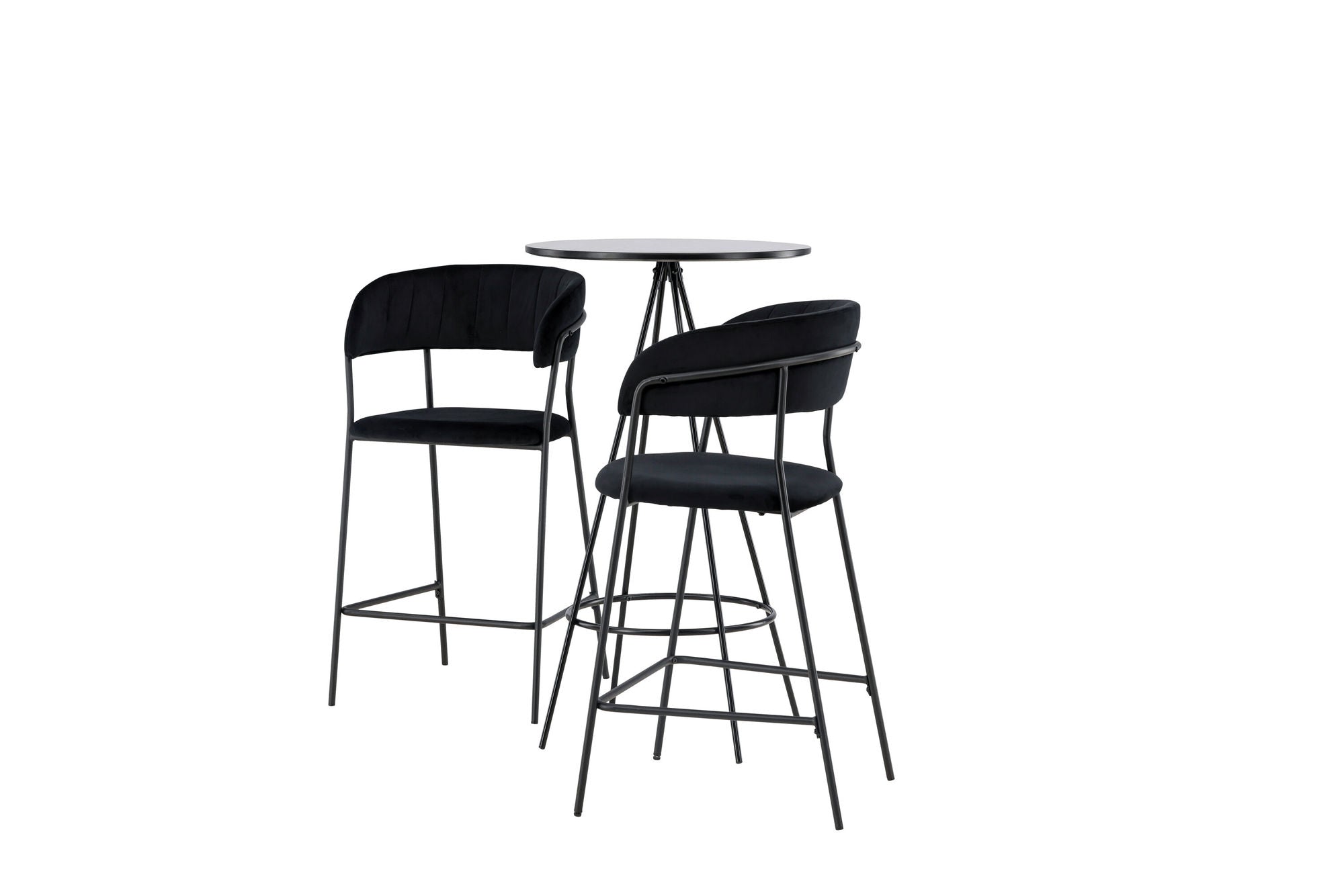 Venture Home Bistro Bar bord φ60 - Black / MDF with veneer +Lui Bar stol - Black / Black PU _2