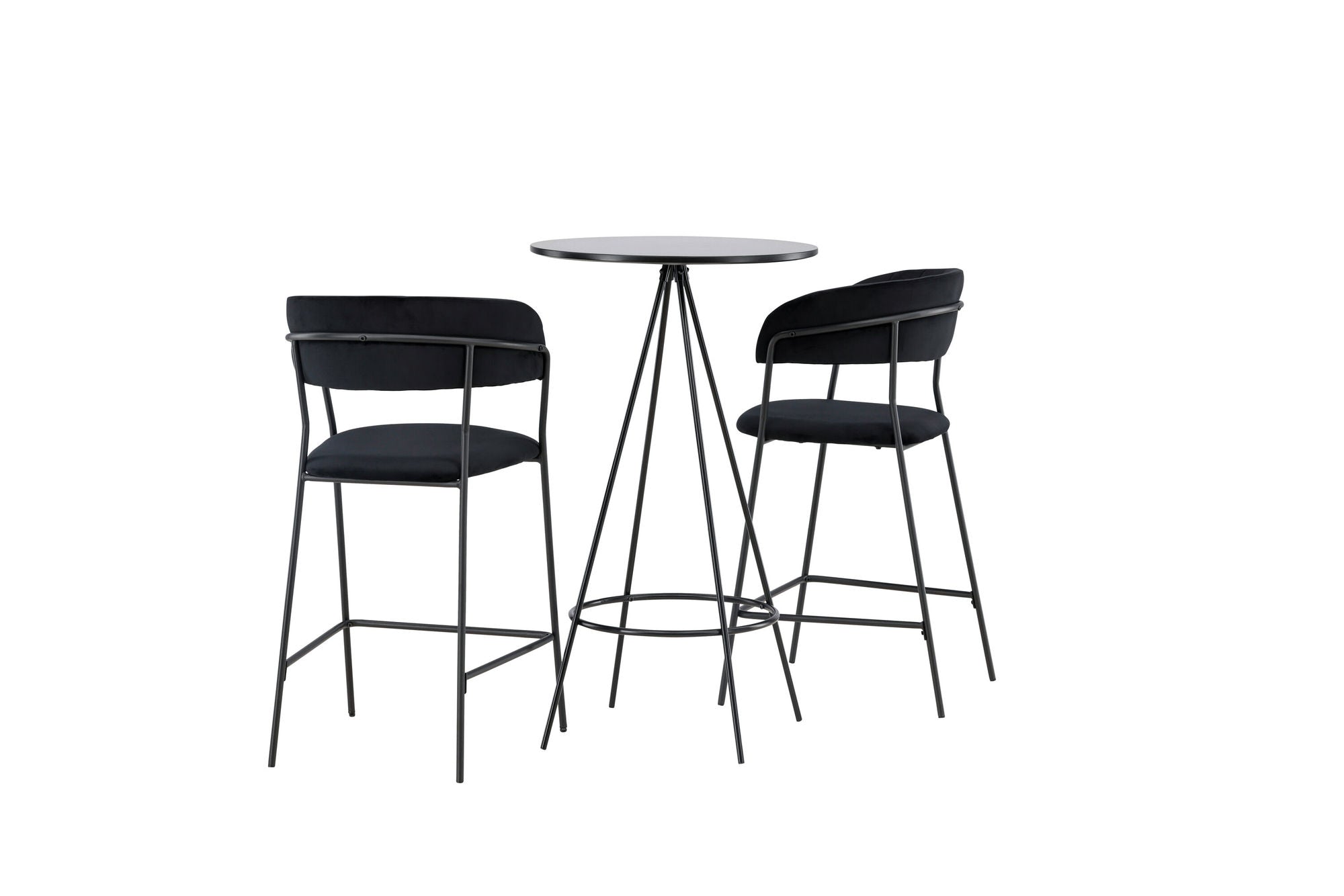 Venture Home Bistro Bar bord φ60 - Black / MDF with veneer +Lui Bar stol - Black / Black PU _2