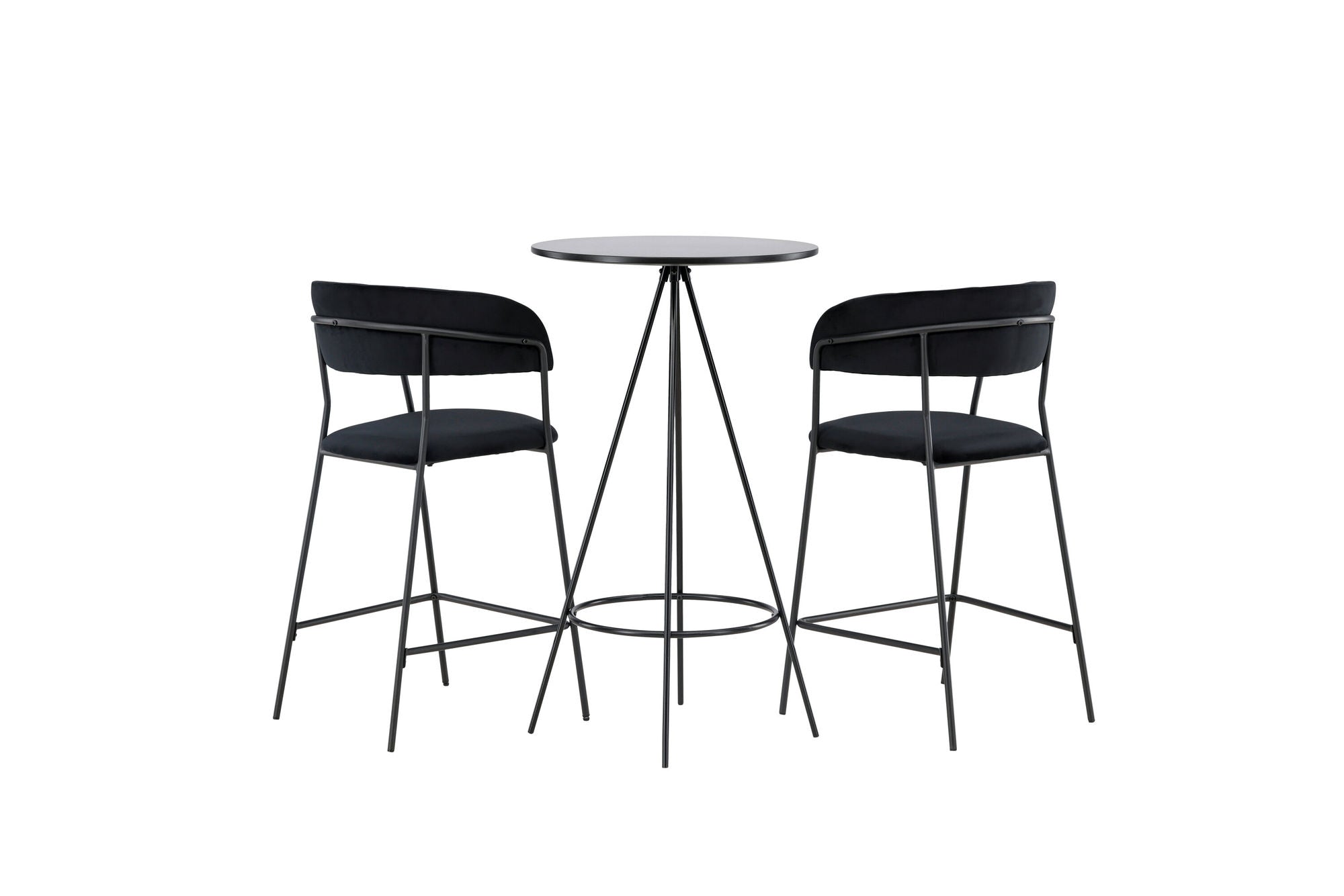 Venture Home Bistro Bar bord φ60 - Black / MDF with veneer +Lui Bar stol - Black / Black PU _2