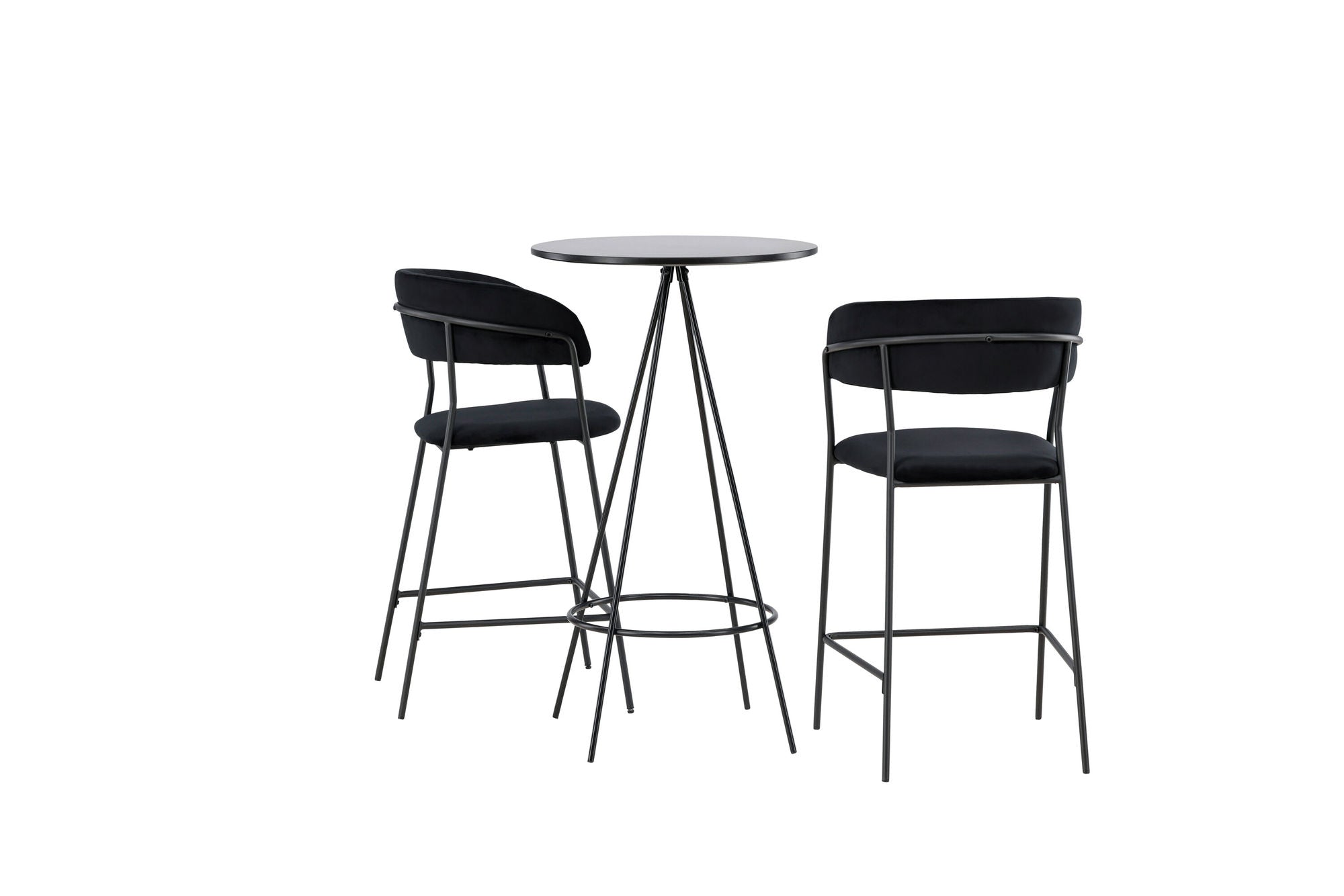 Venture Home Bistro Bar bord φ60 - Black / MDF with veneer +Lui Bar stol - Black / Black PU _2