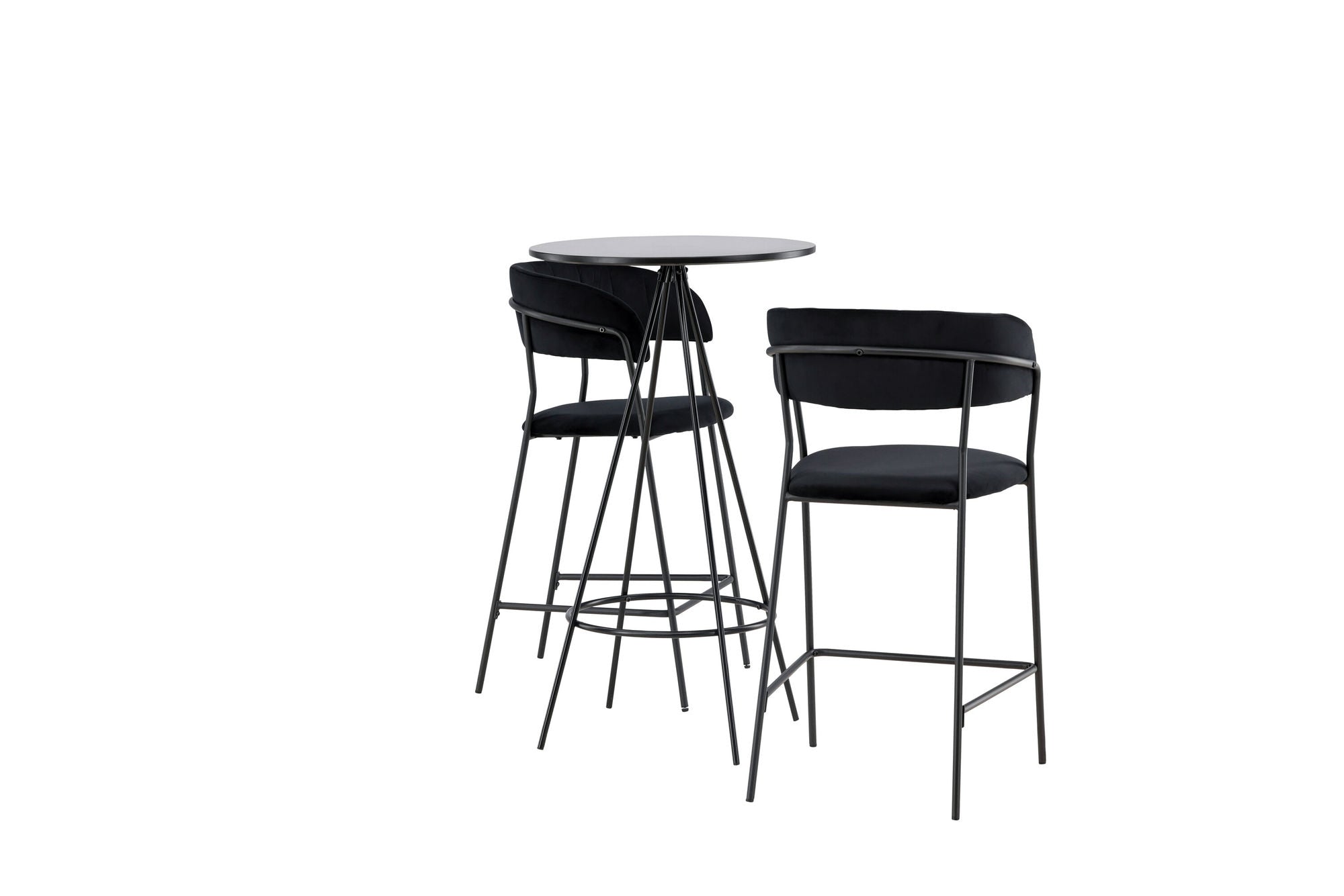 Venture Home Bistro Bar bord φ60 - Black / MDF with veneer +Lui Bar stol - Black / Black PU _2