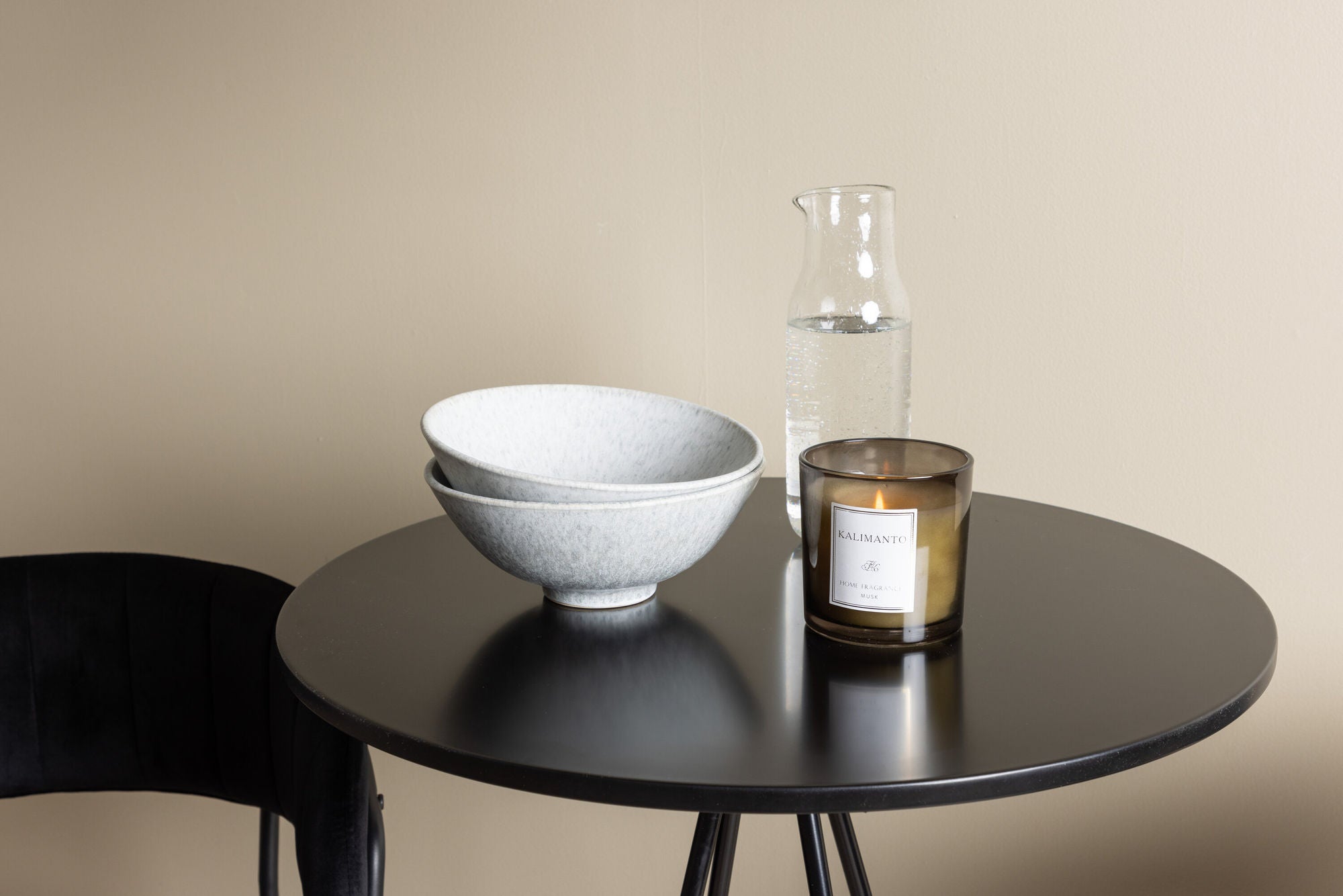 Venture Home Bistro Bar bord φ60 - Black / MDF with veneer +Lui Bar stol - Black / Black PU _2