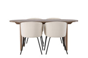 Venture Home Andy spisebord 180*75 - Natural / Natural MDF +Berit stol - Black / Beige Velvet _4