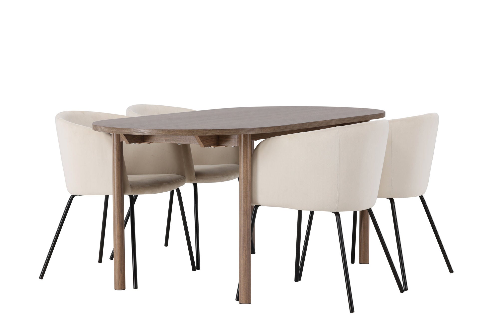 Venture Home Andy spisebord 180*75 - Natural / Natural MDF +Berit stol - Black / Beige Velvet _4
