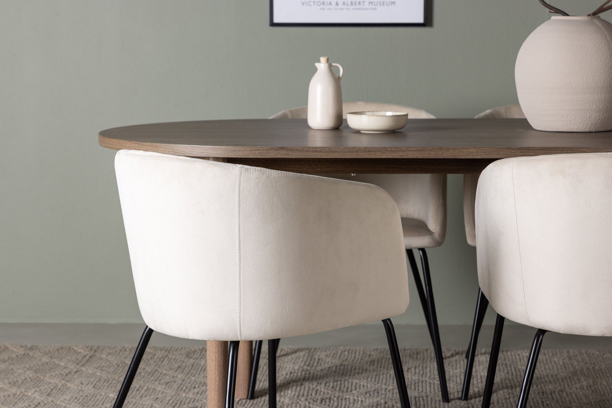 Venture Home Andy spisebord 180*75 - Natural / Natural MDF +Berit stol - Black / Beige Velvet _4