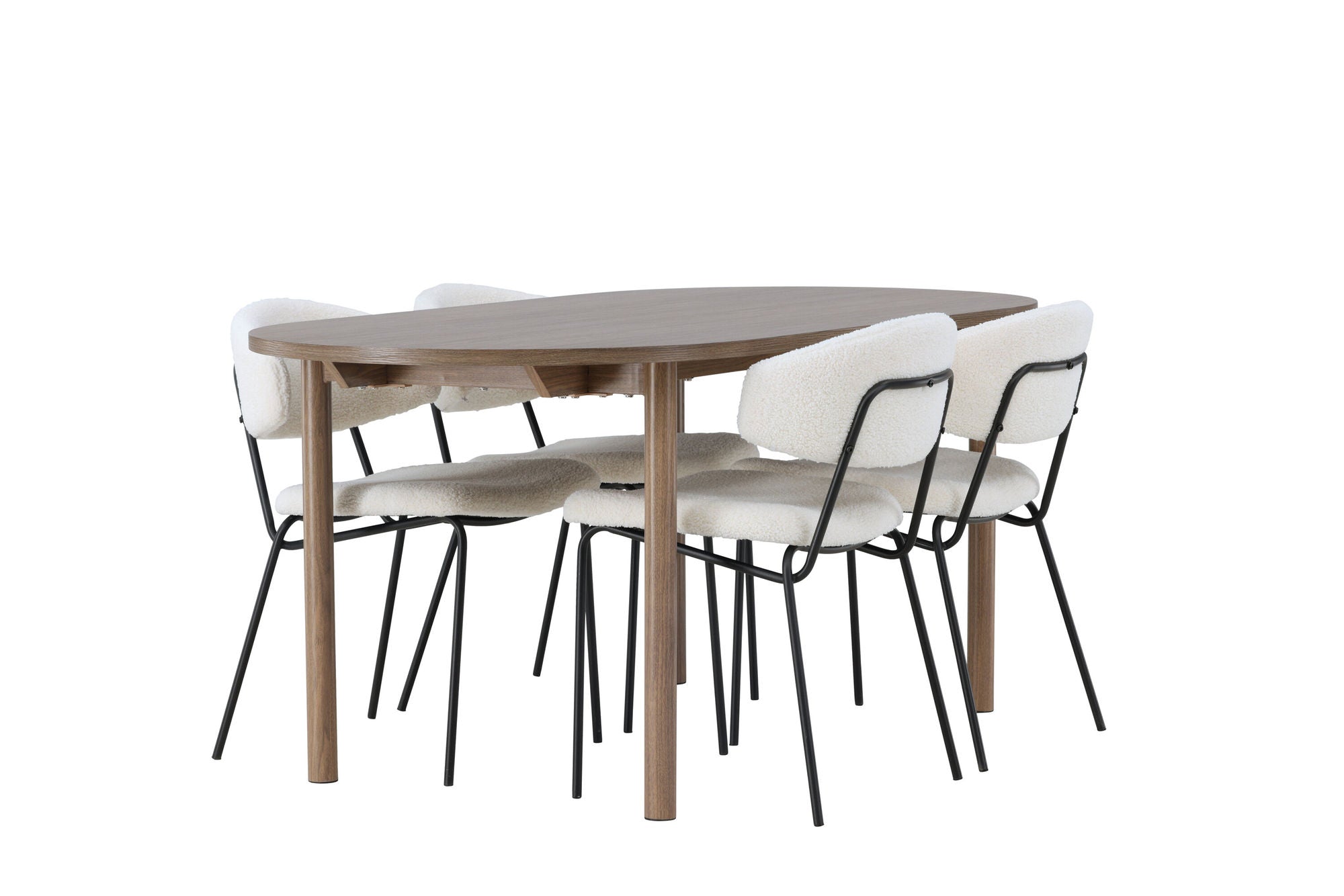 Venture Home Andy spisebord 180*75 - Natural / Natural MDF +Chico Spisebordsstol - Black / White Boucle _4