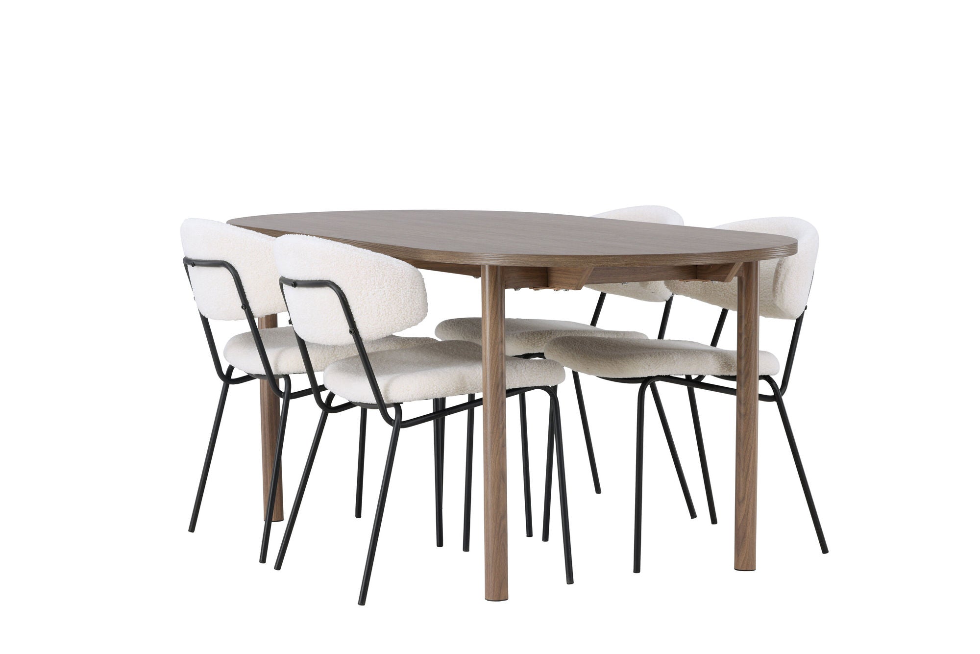 Venture Home Andy spisebord 180*75 - Natural / Natural MDF +Chico Spisebordsstol - Black / White Boucle _4