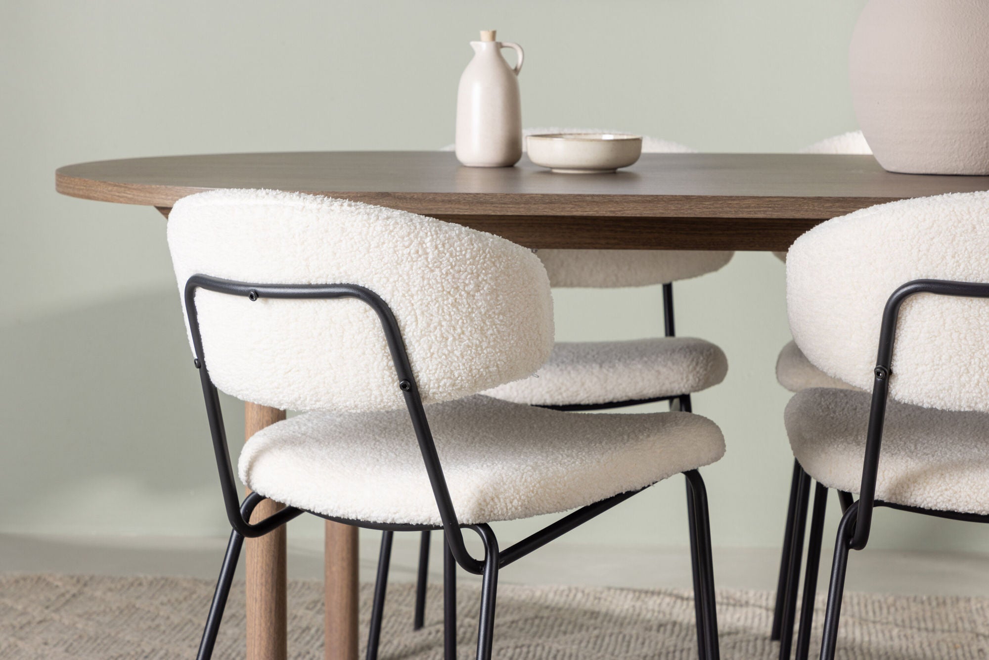 Venture Home Andy spisebord 180*75 - Natural / Natural MDF +Chico Spisebordsstol - Black / White Boucle _4