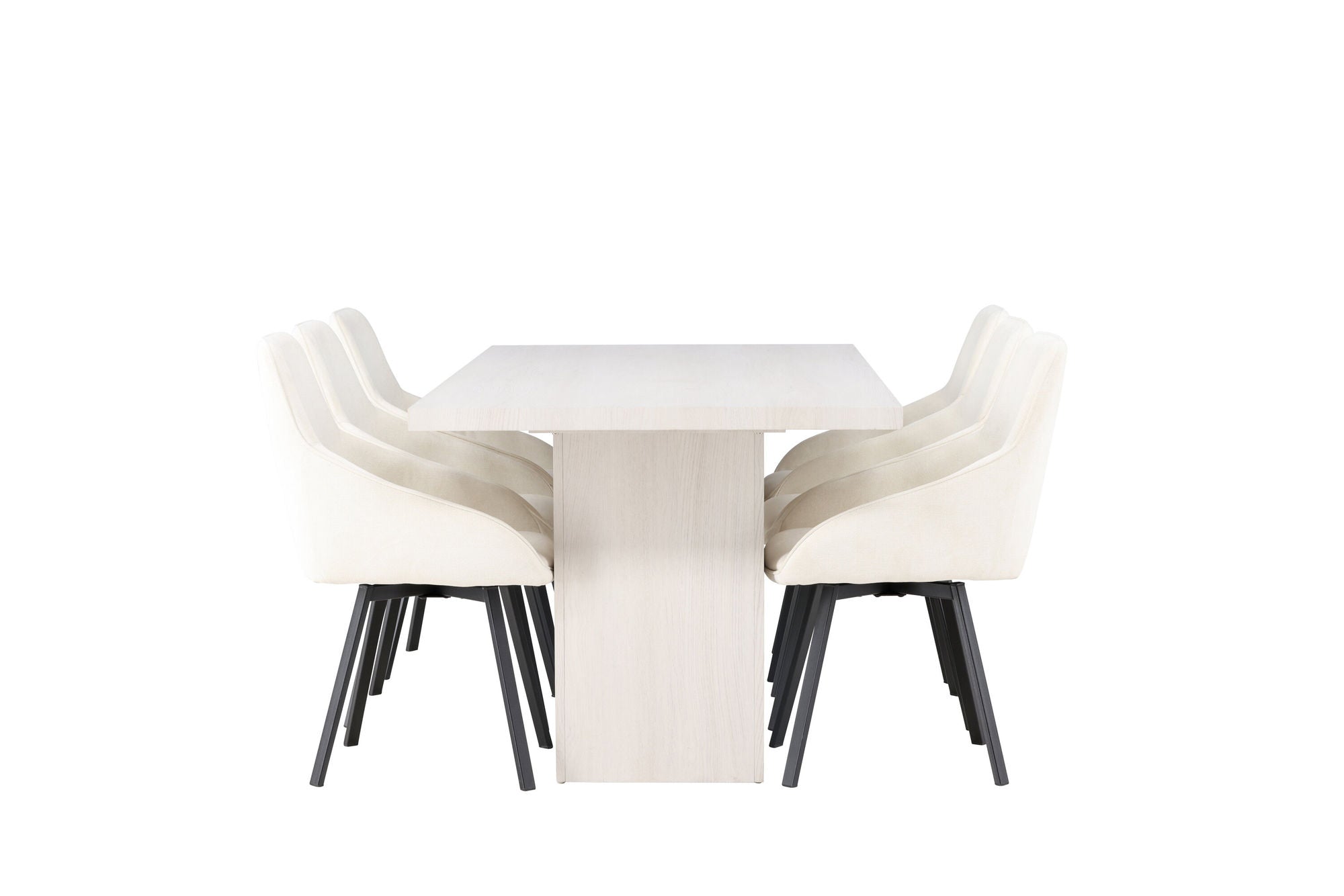 Venture Home Olga spisebord 200*75 - White Wash +Rosie Spisebordsstol - Black / Beige Fabric _6